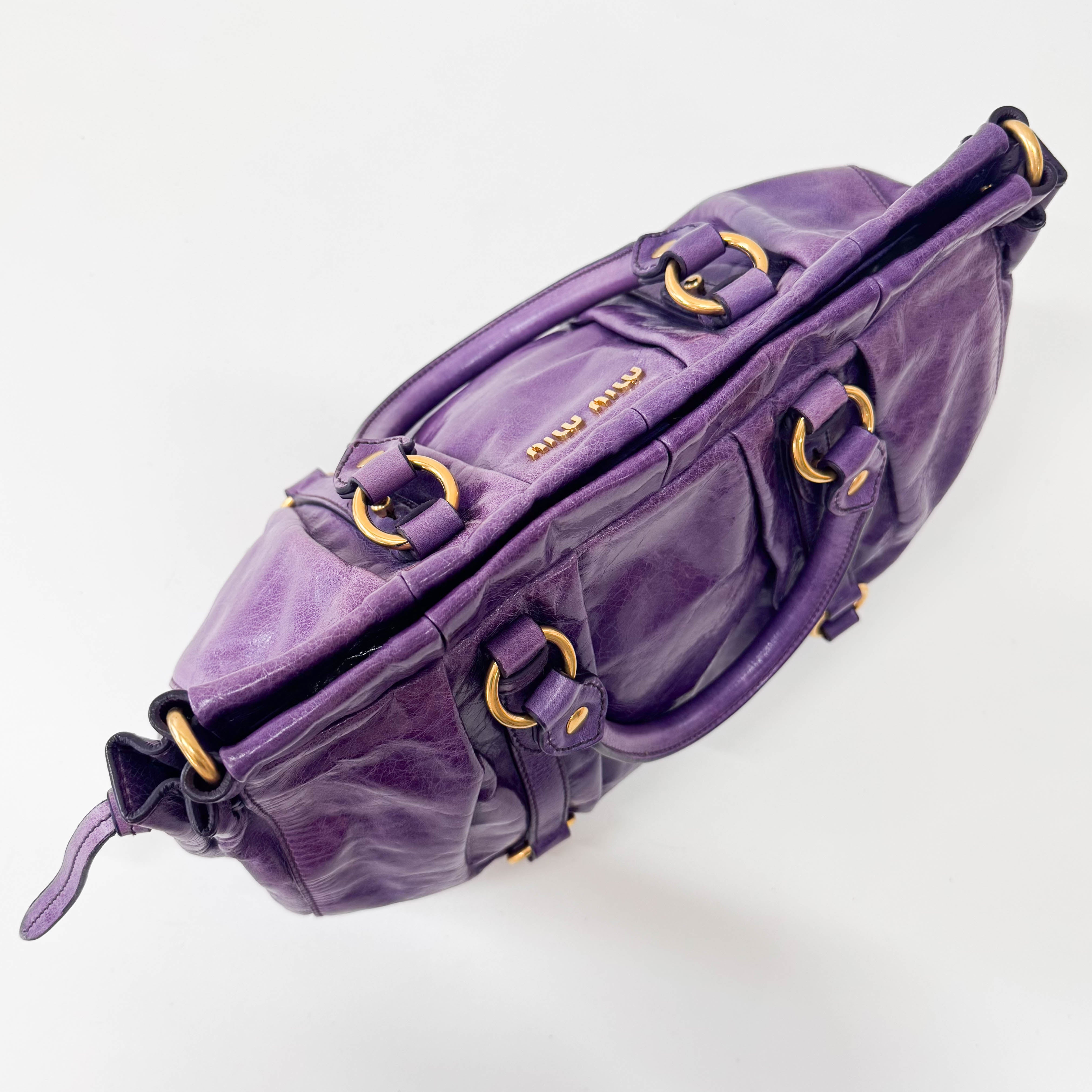 Vitello Bauletto Purple Leather Bag