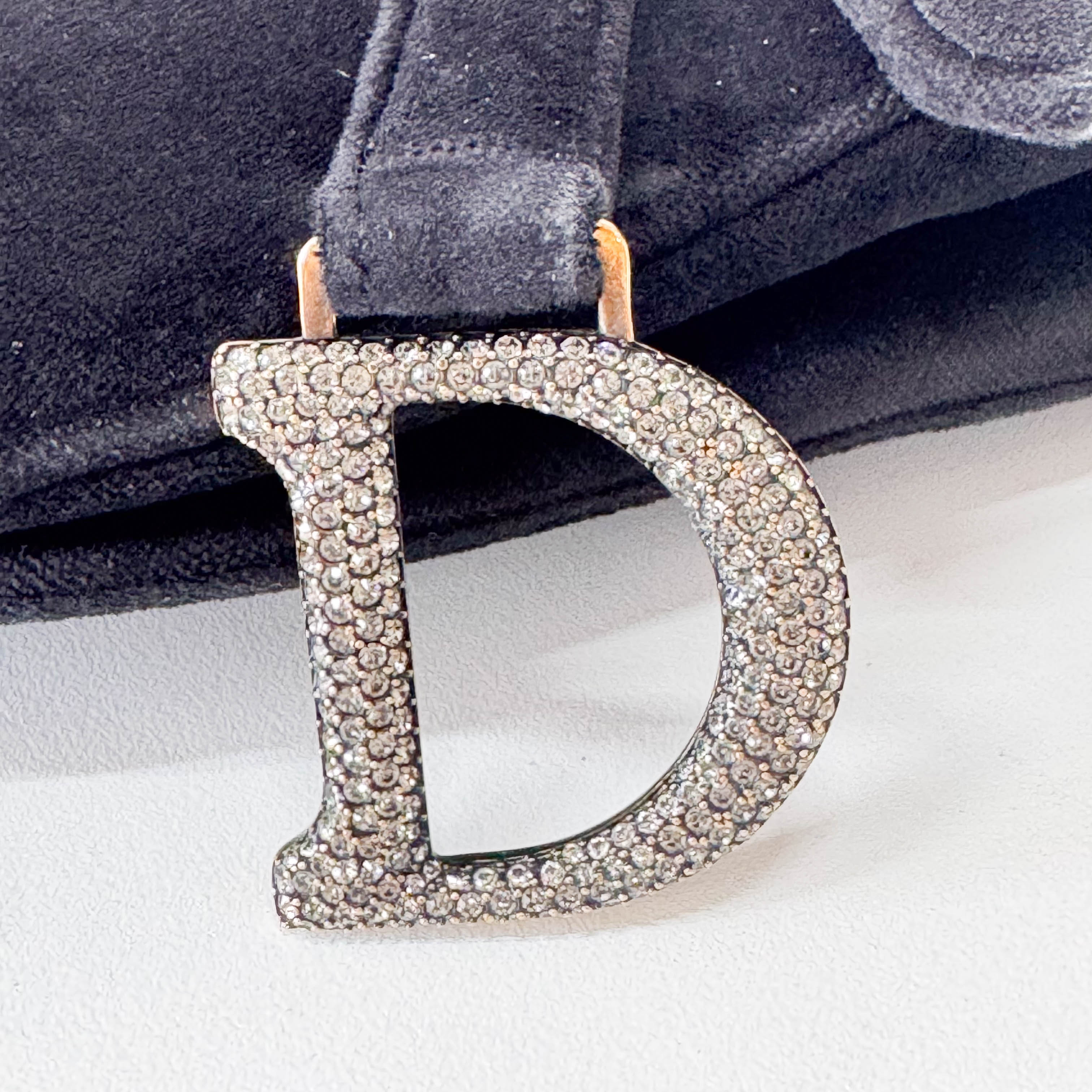 Mini Saddle Black Velvet Bag