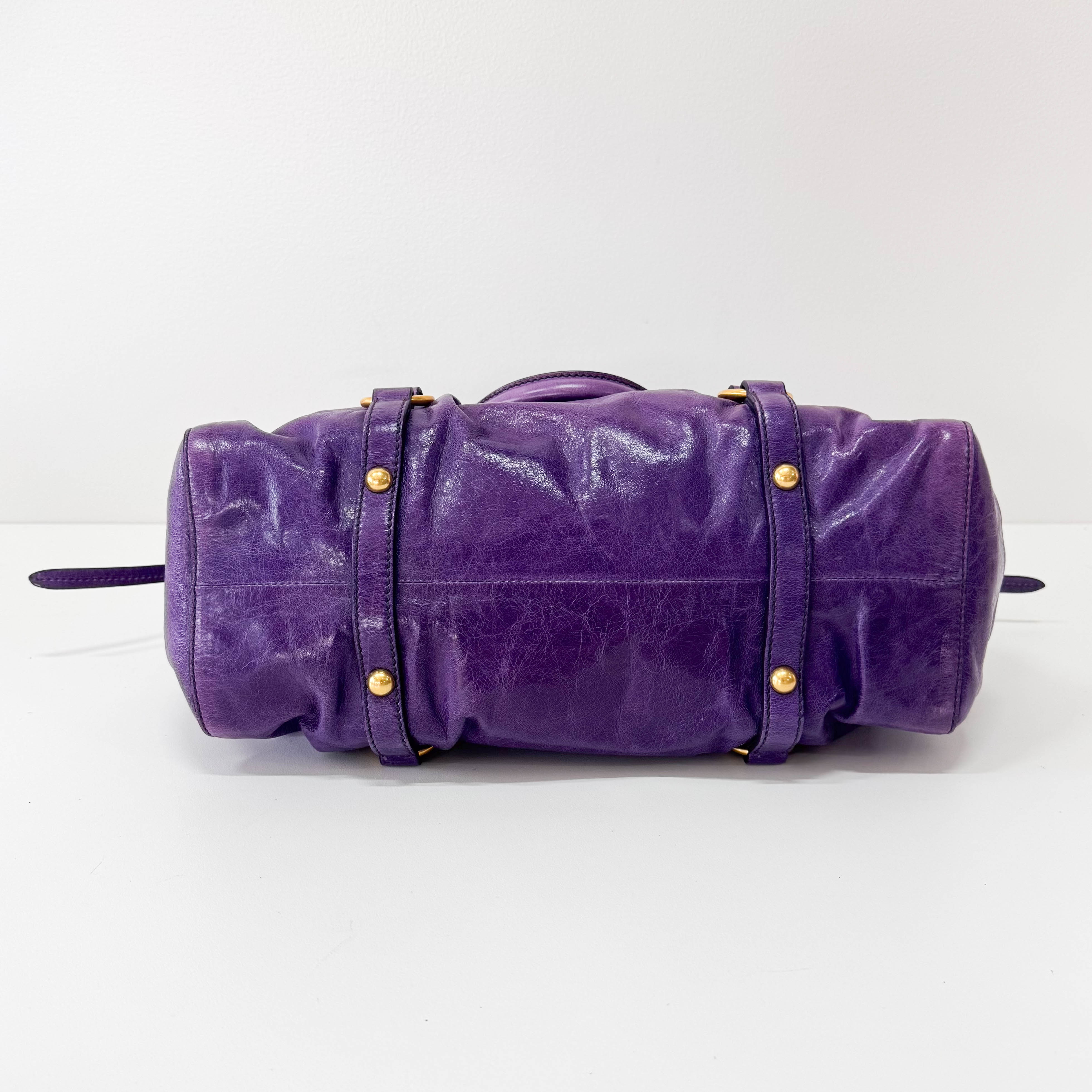 Vitello Bauletto Purple Leather Bag
