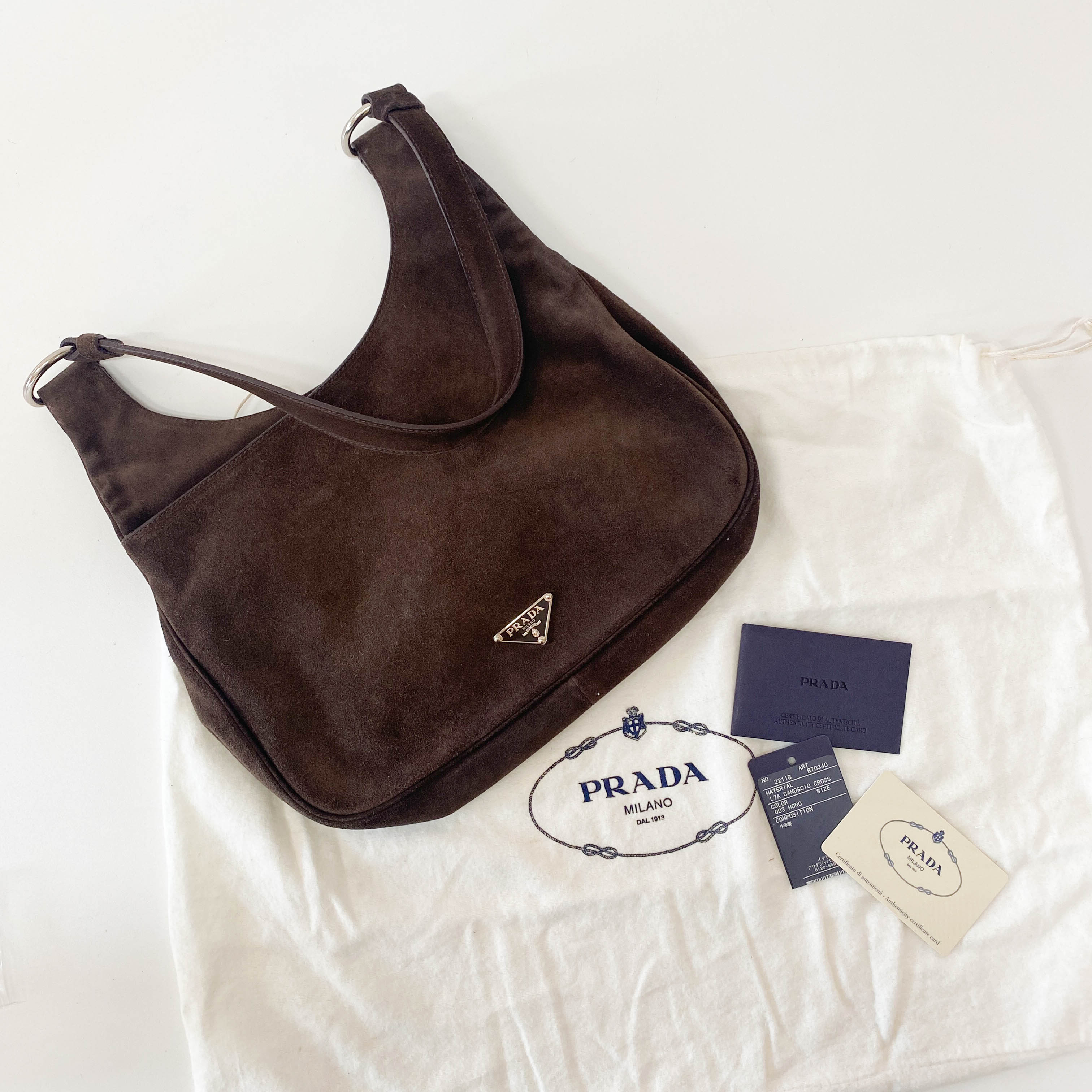 Brown Suede Hobo Shoulder Bag