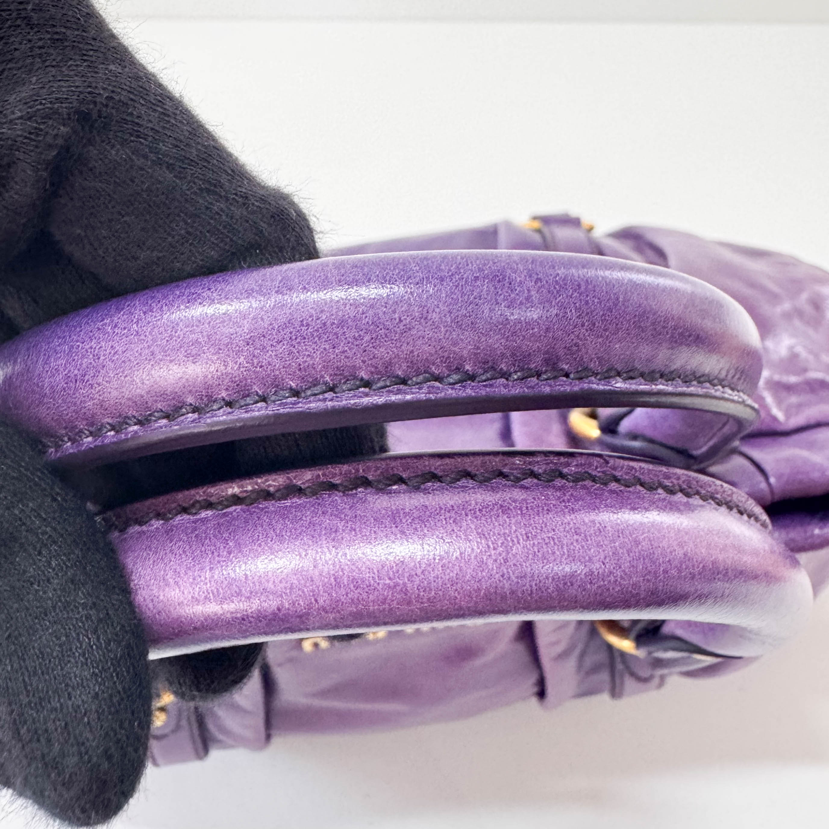 Vitello Bauletto Purple Leather Bag