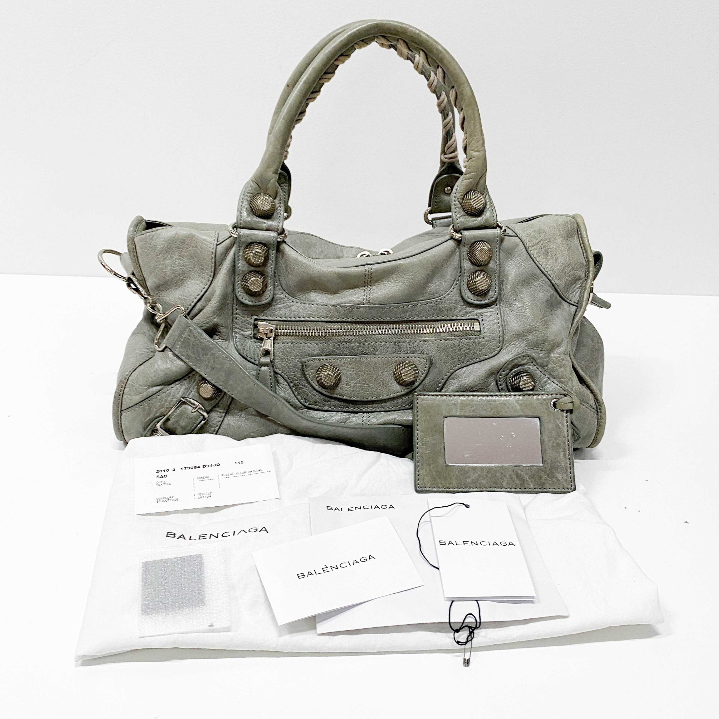 Part Time 21 Hardware Grey Calfskin Leather Two Way Bag