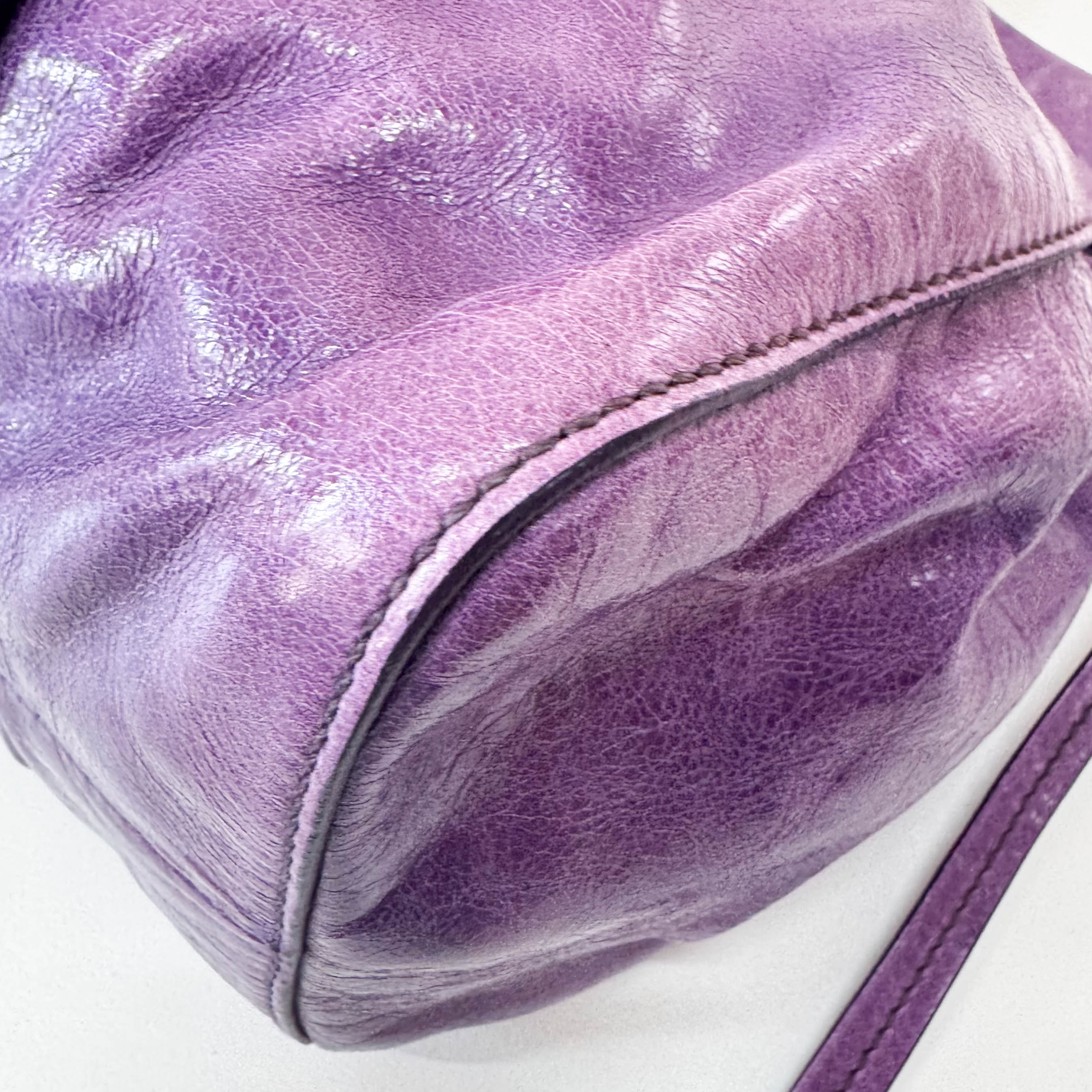 Vitello Bauletto Purple Leather Bag
