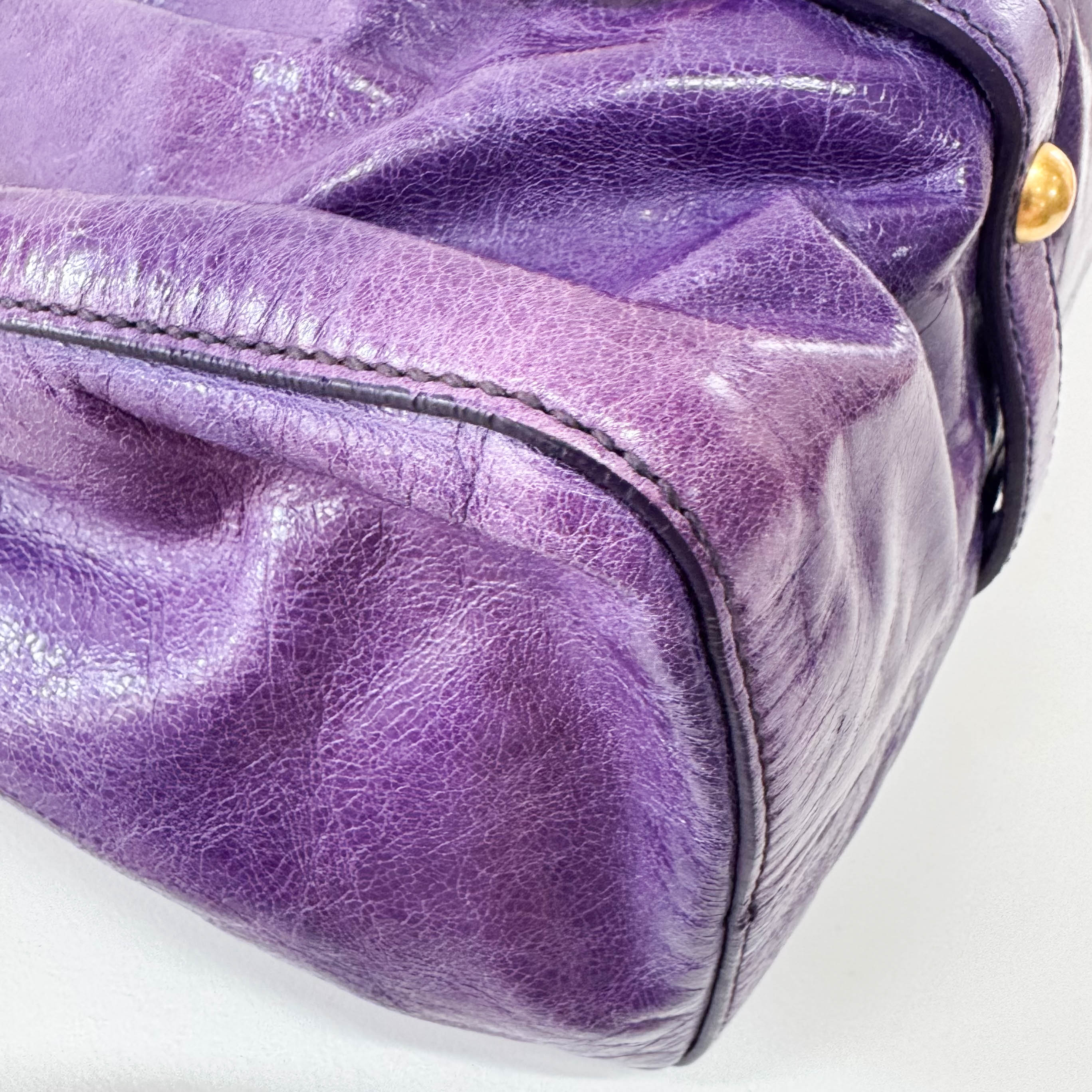 Vitello Bauletto Purple Leather Bag