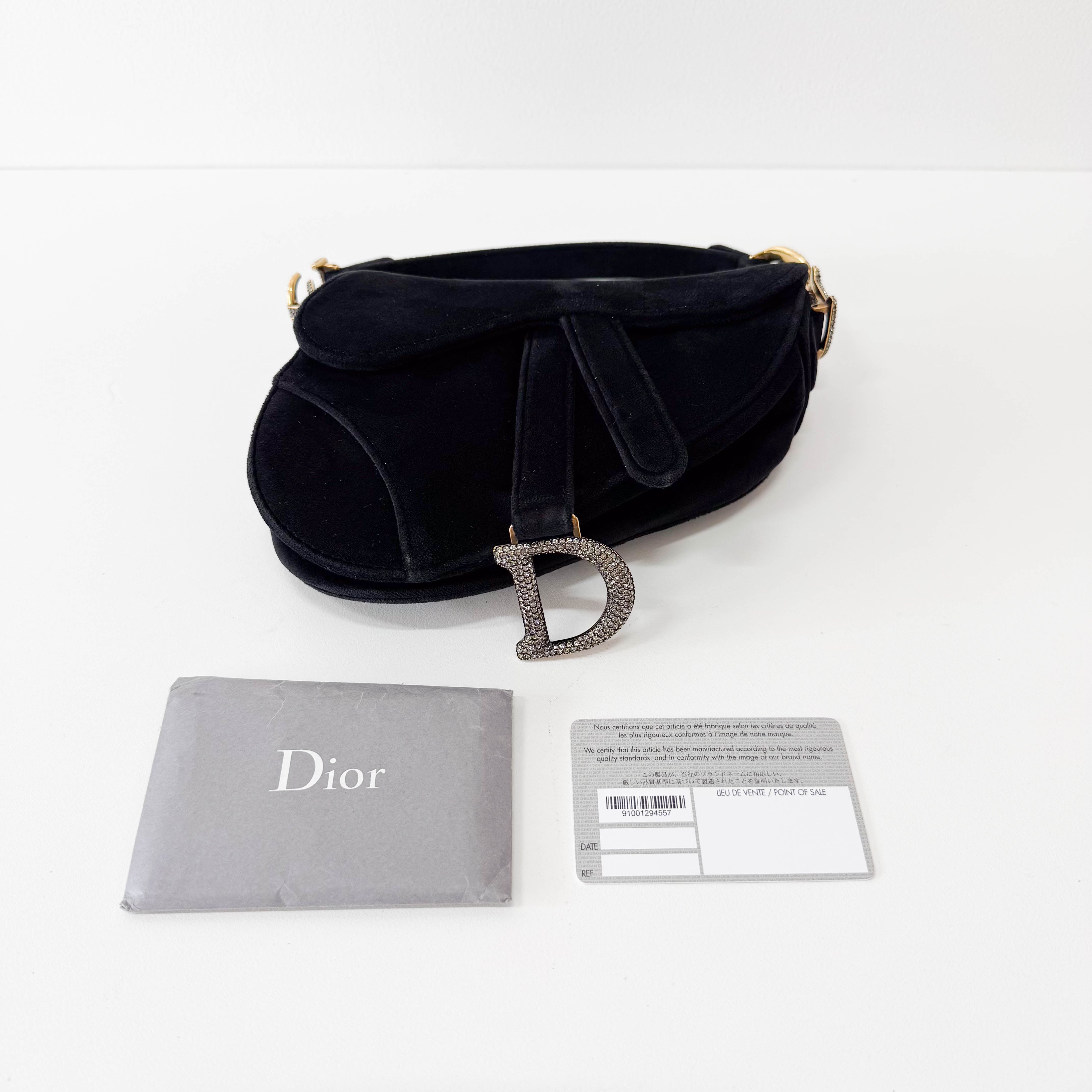 Mini Saddle Black Velvet Bag