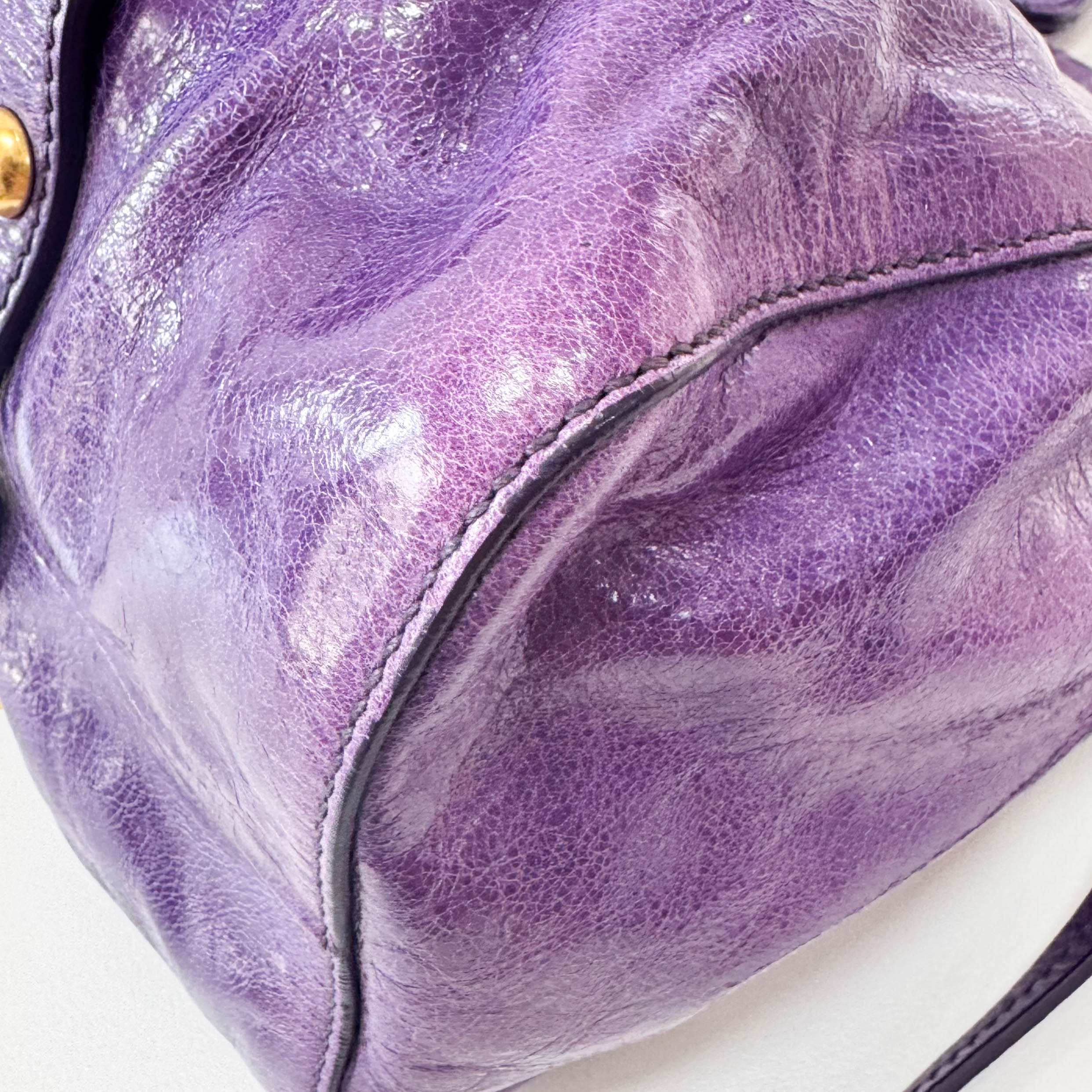 Vitello Bauletto Purple Leather Bag
