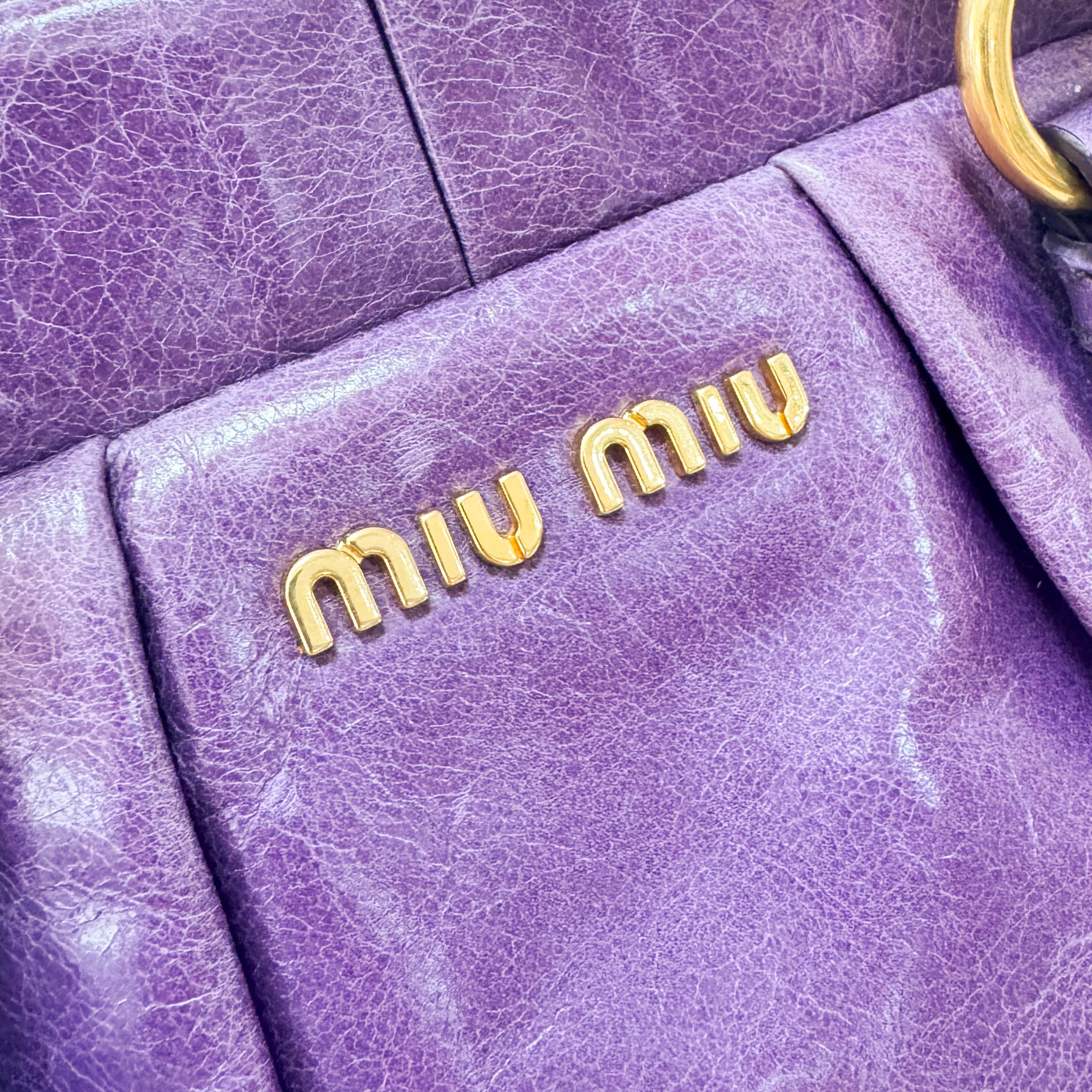 Vitello Bauletto Purple Leather Bag