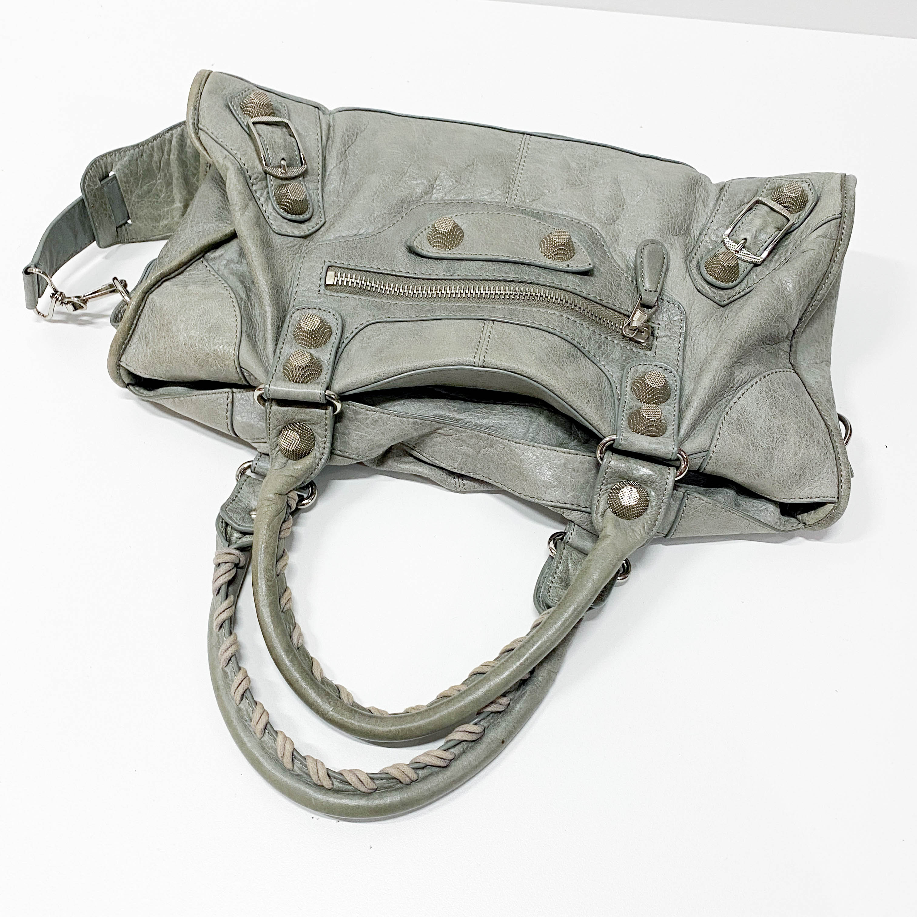 Part Time 21 Hardware Grey Calfskin Leather Two Way Bag