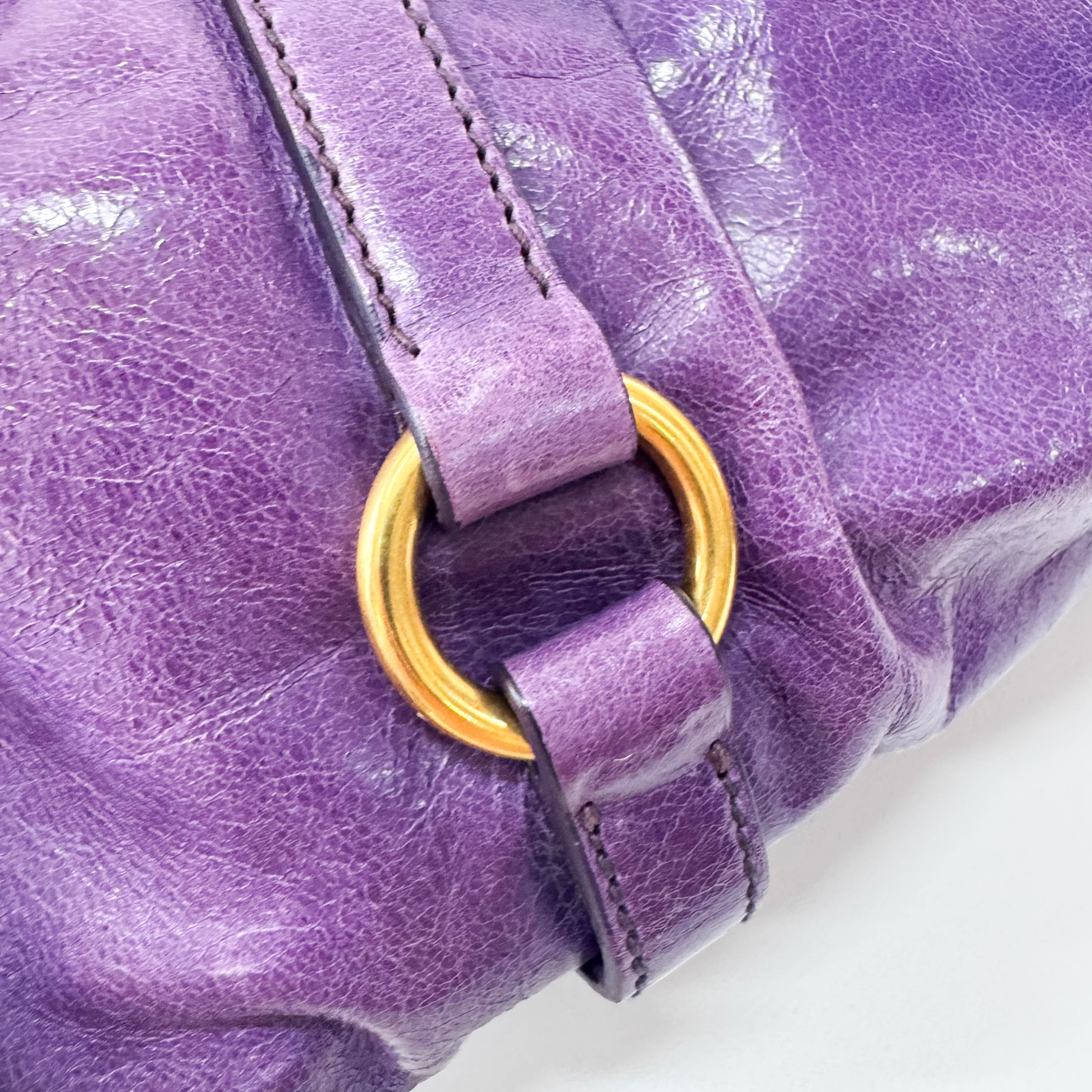 Vitello Bauletto Purple Leather Bag