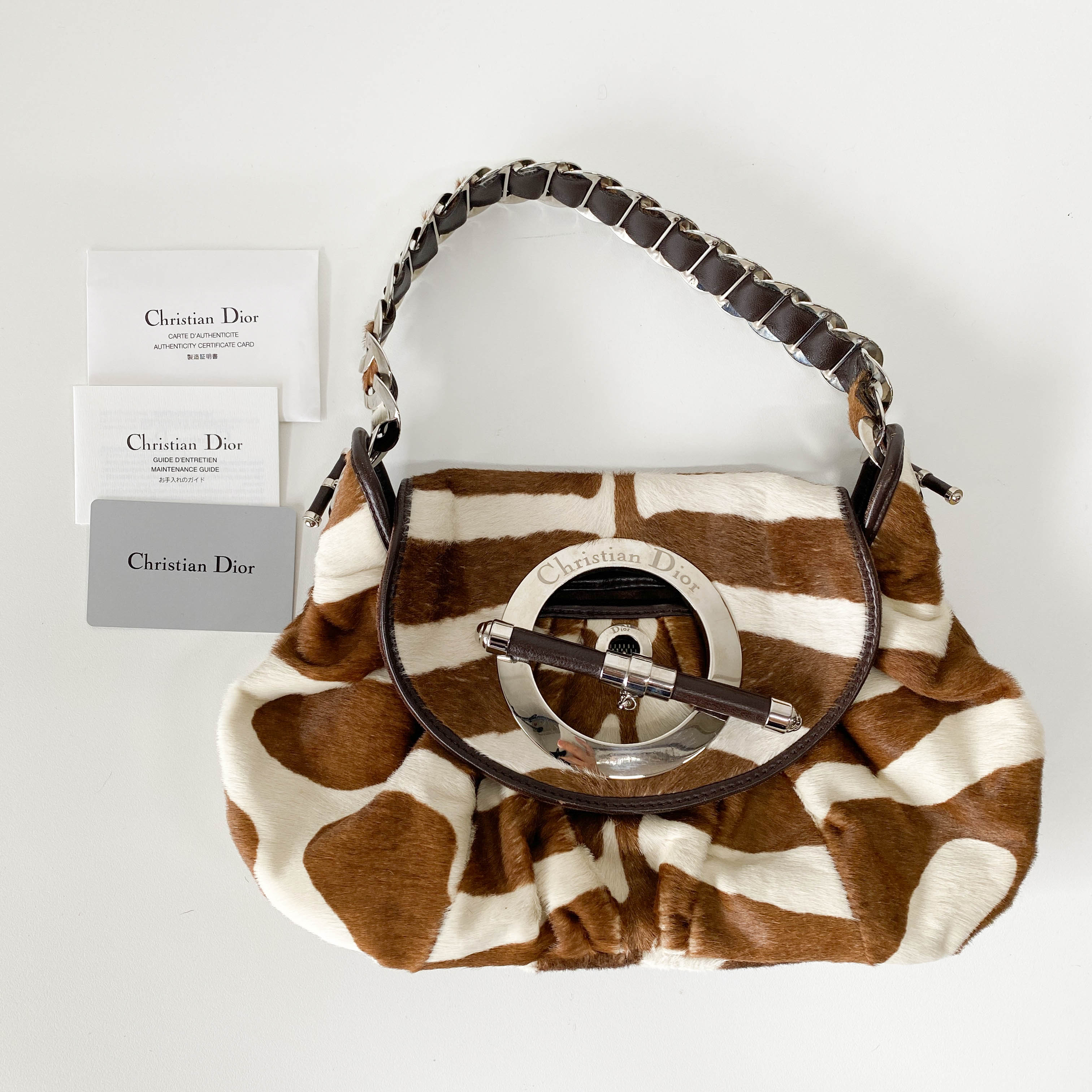 Vintage Brown Pony Hair Cow Print Shoulder Bag