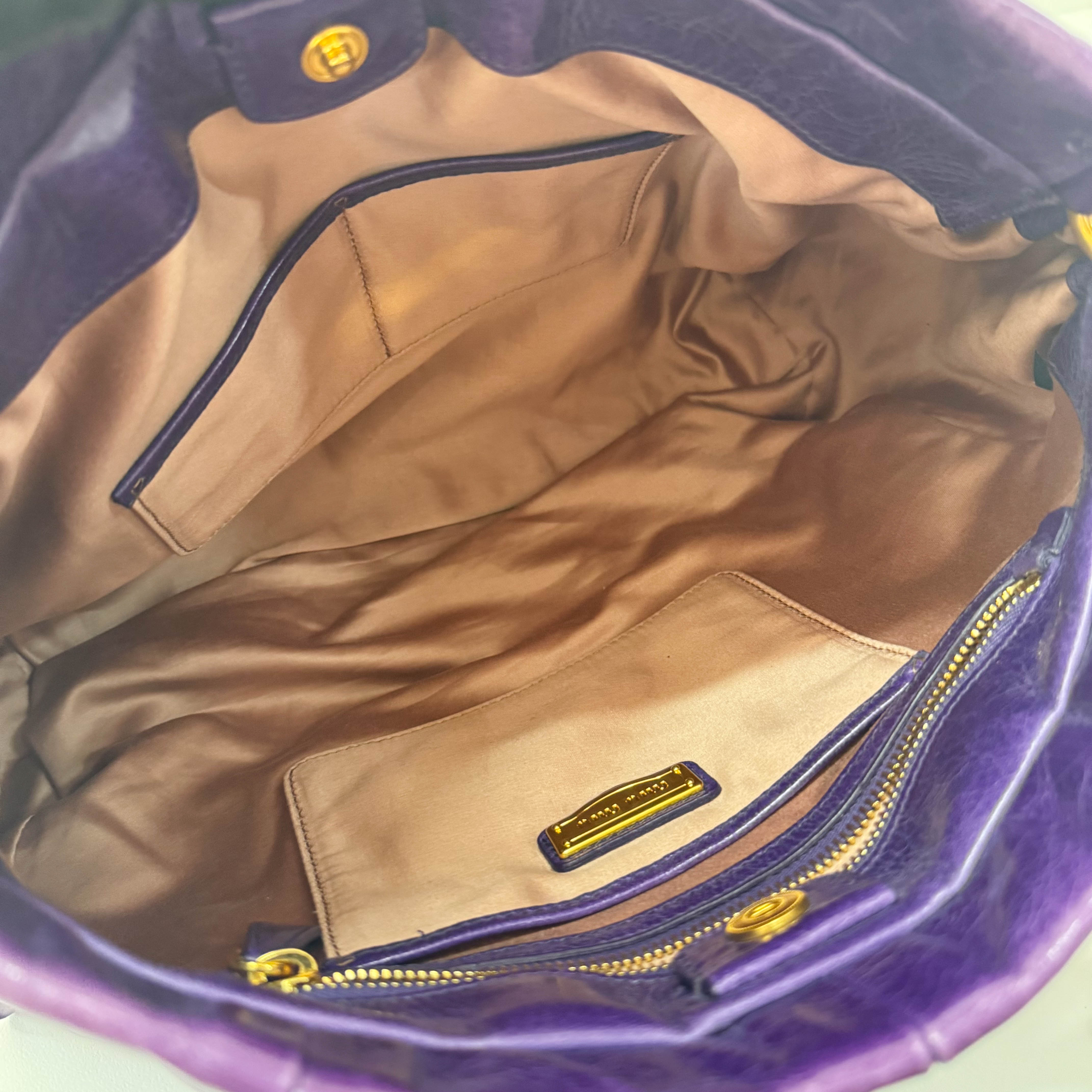 Vitello Bauletto Purple Leather Bag