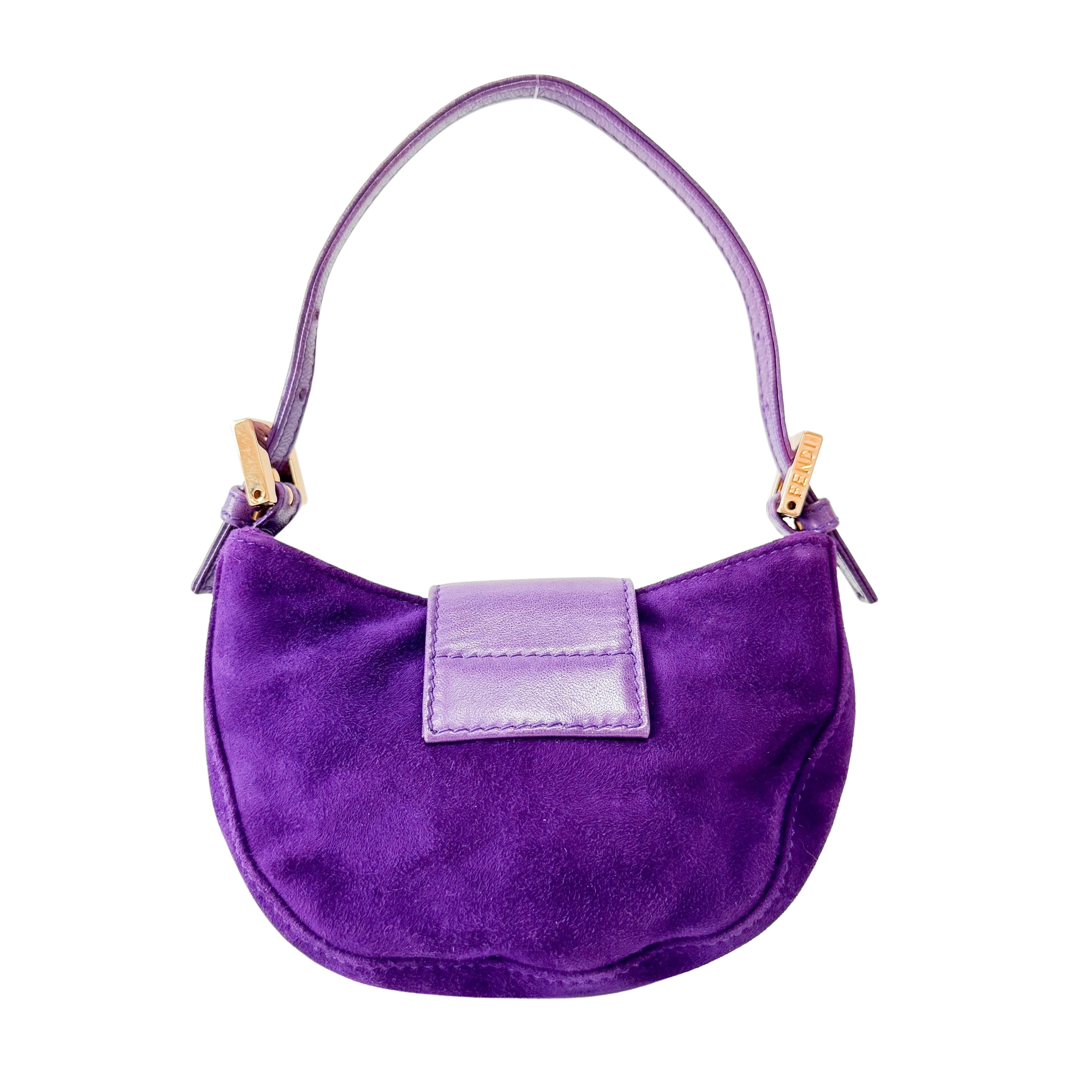 Vintage Croissant Purple Suede Shoulder Bag