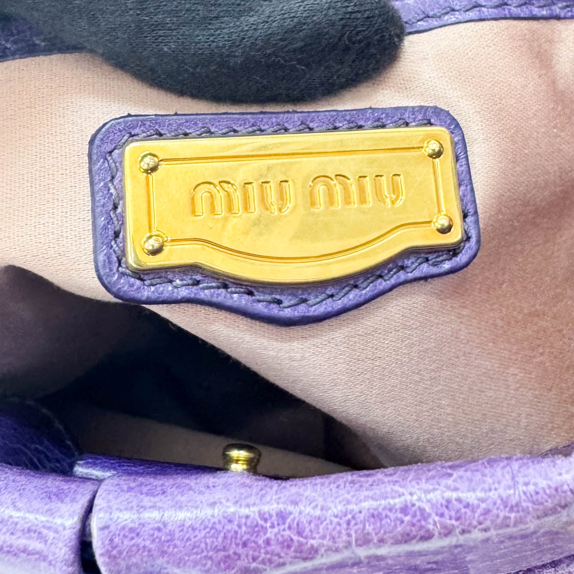 Vitello Bauletto Purple Leather Bag