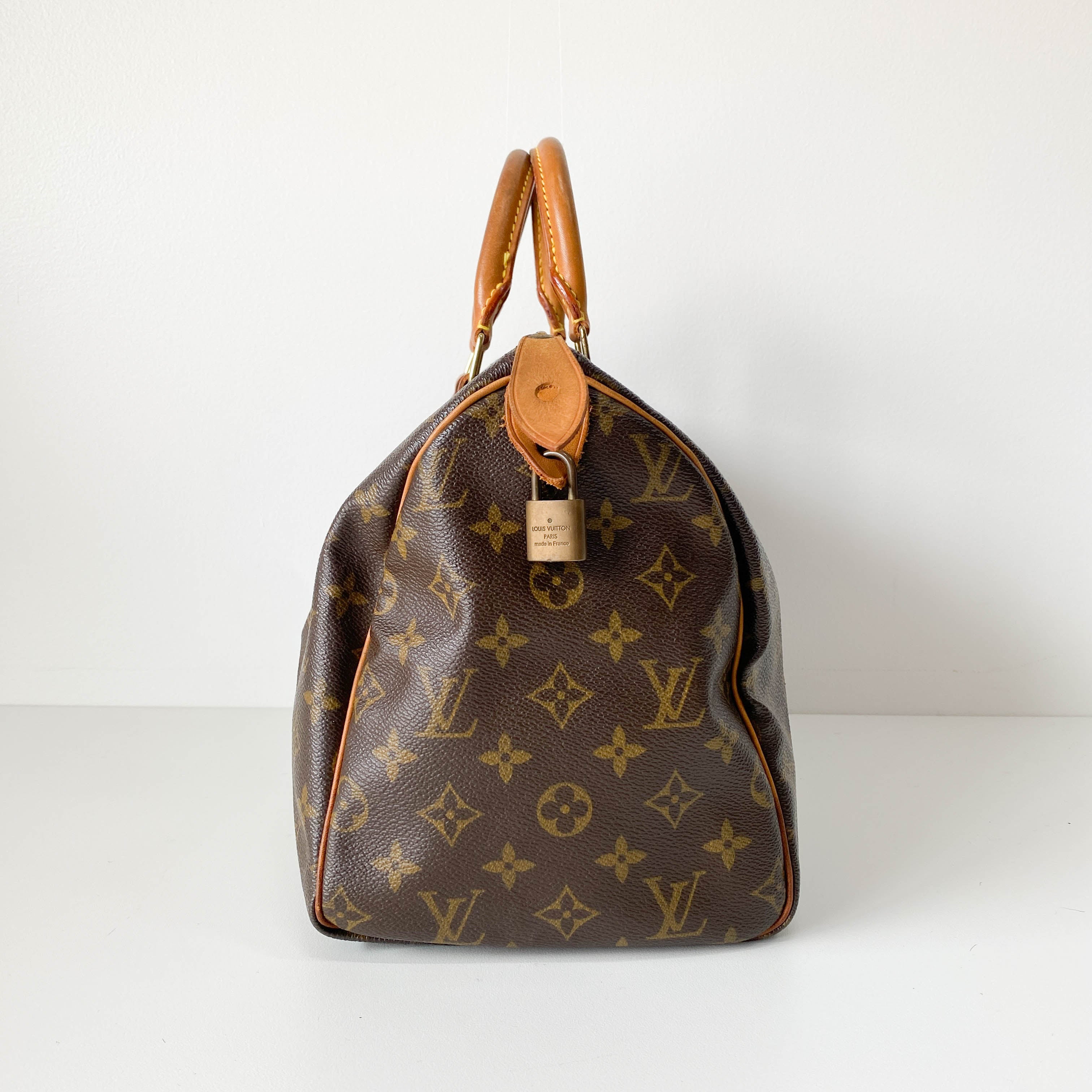 Speedy Monogram 30 Brown Coated Canvas Handbag