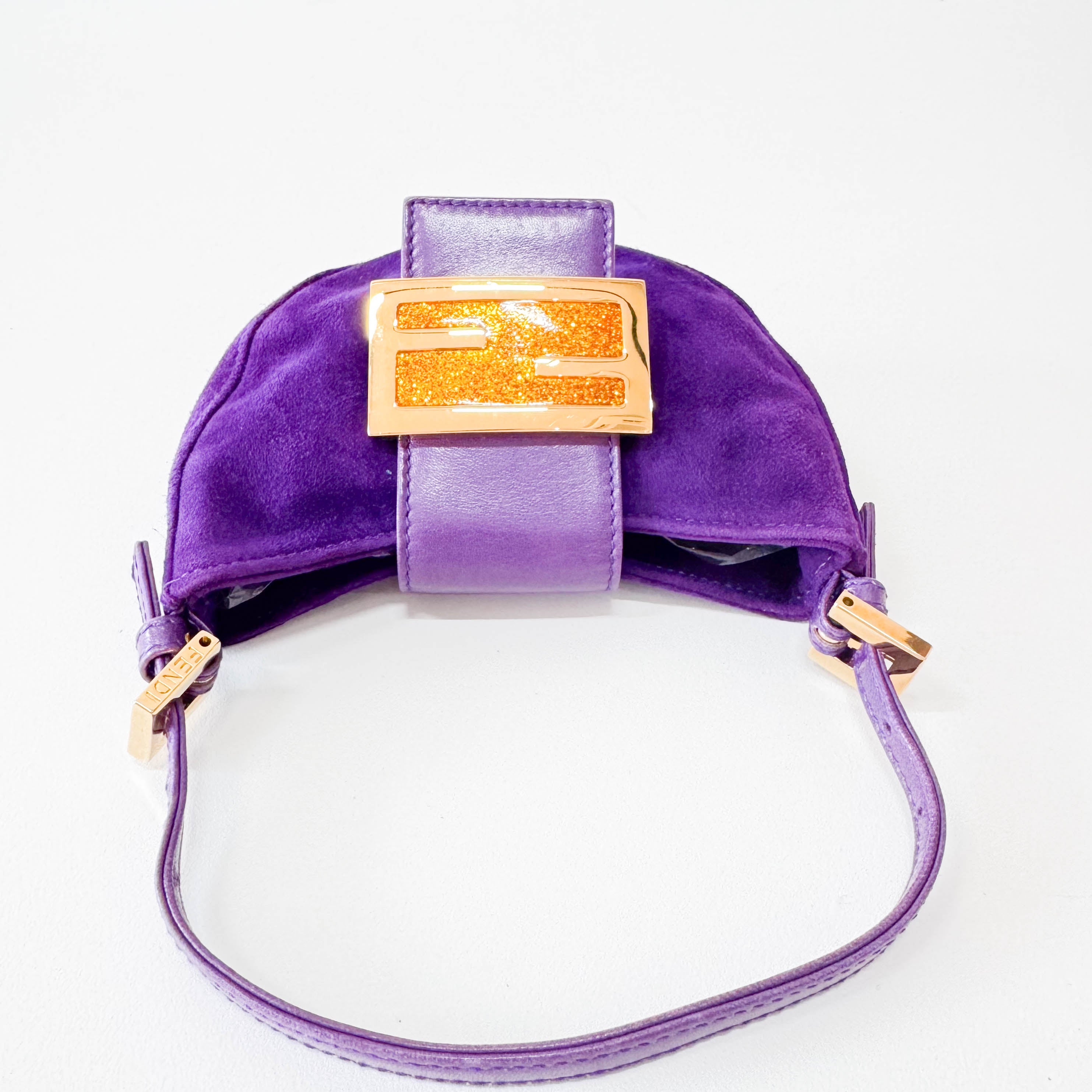 Vintage Croissant Purple Suede Shoulder Bag