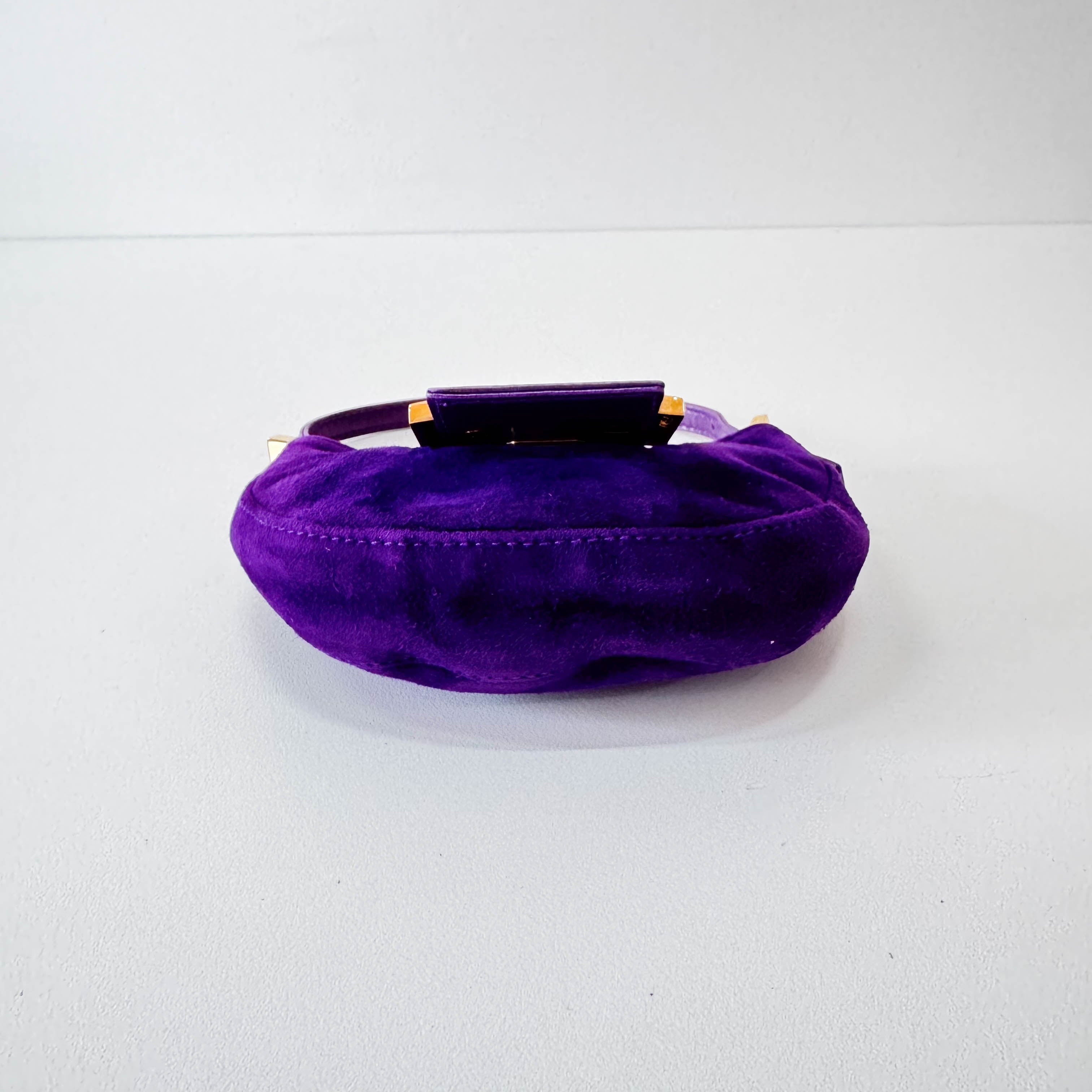 Vintage Croissant Purple Suede Shoulder Bag