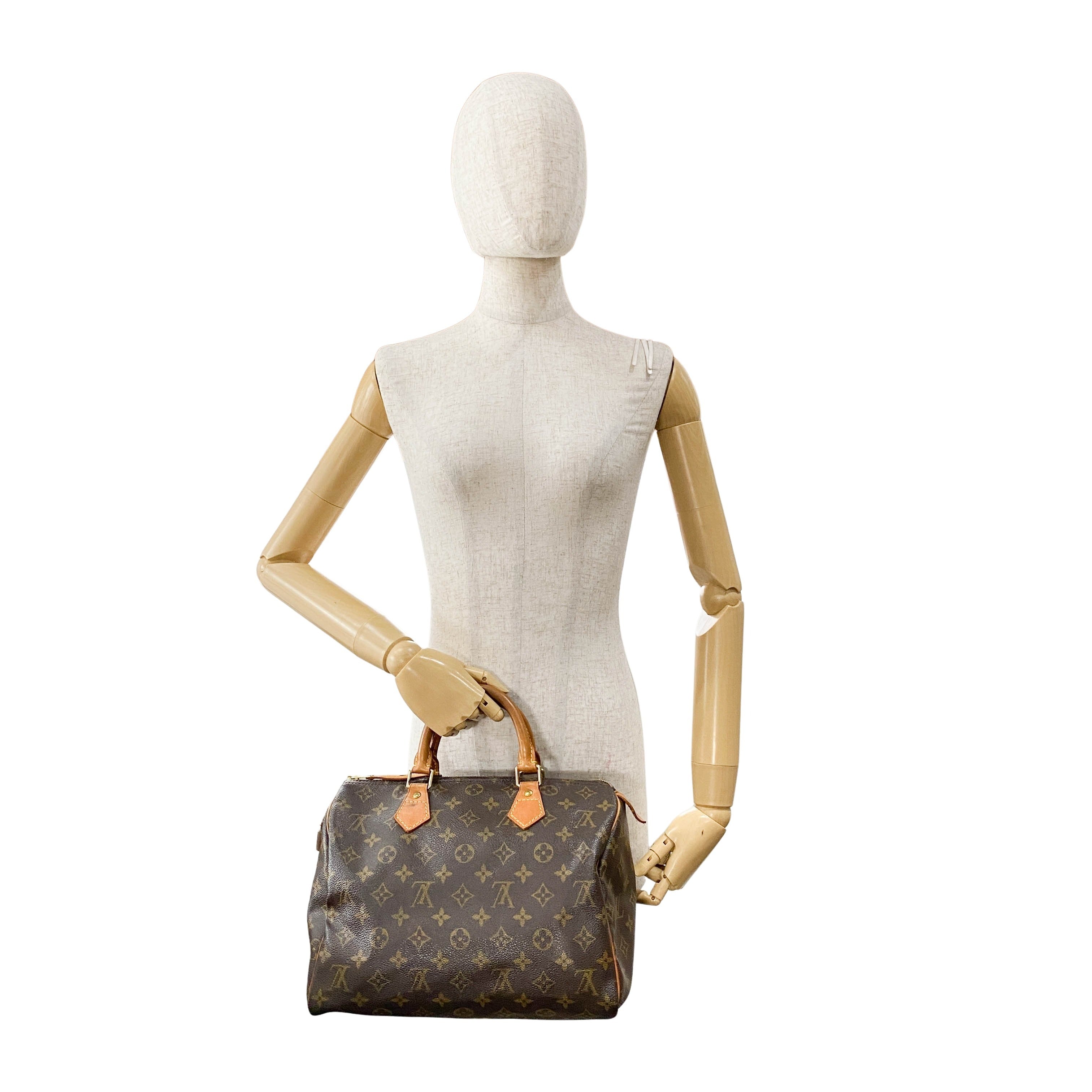 Speedy Monogram 30 Brown Coated Canvas Handbag