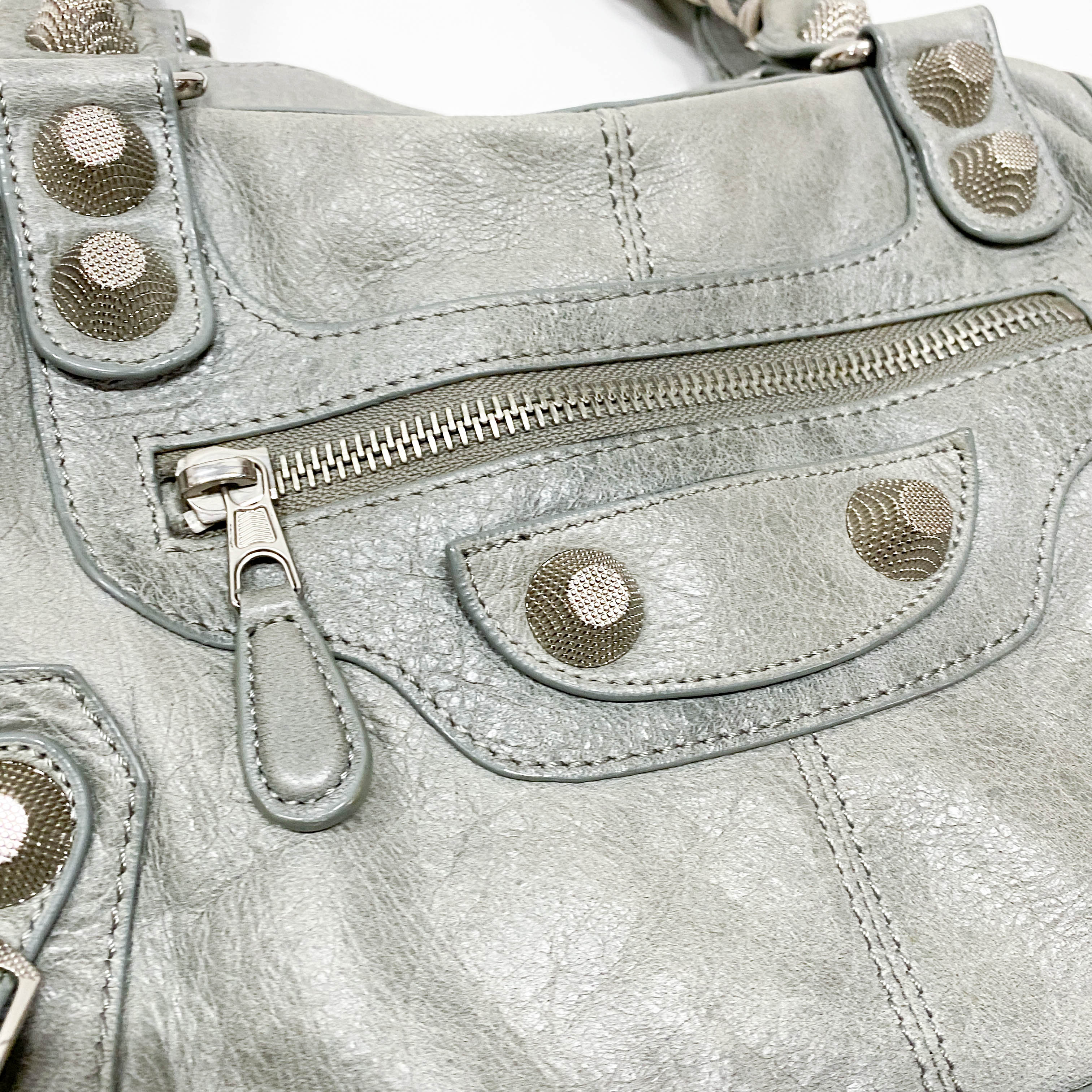 Part Time 21 Hardware Grey Calfskin Leather Two Way Bag