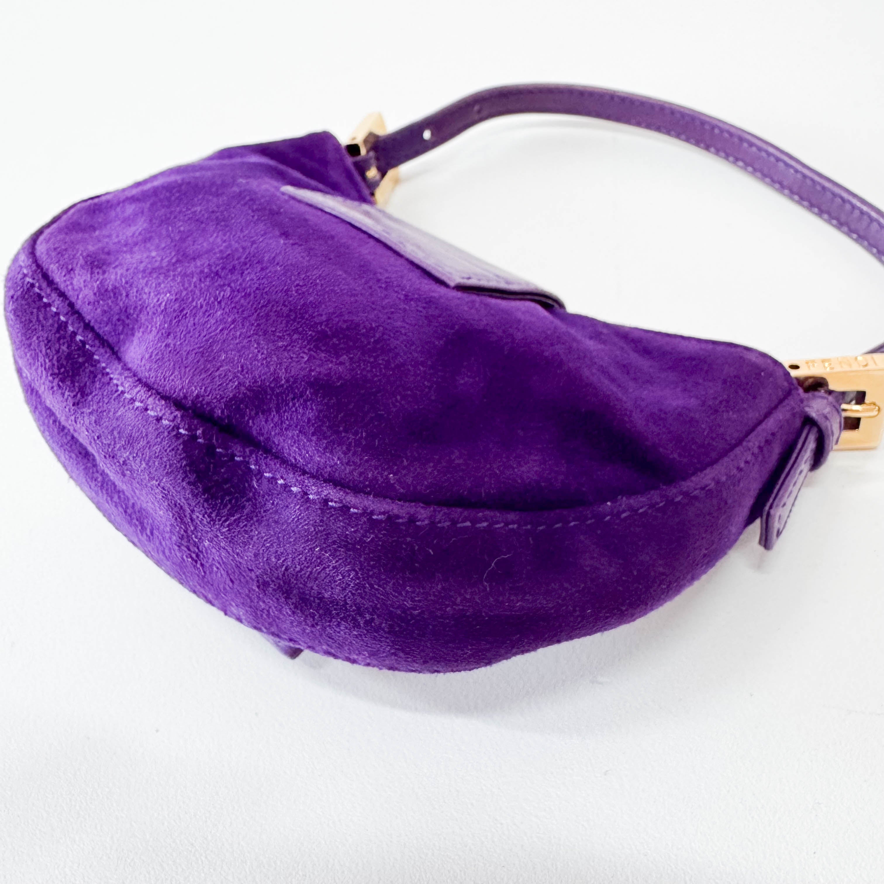 Vintage Croissant Purple Suede Shoulder Bag