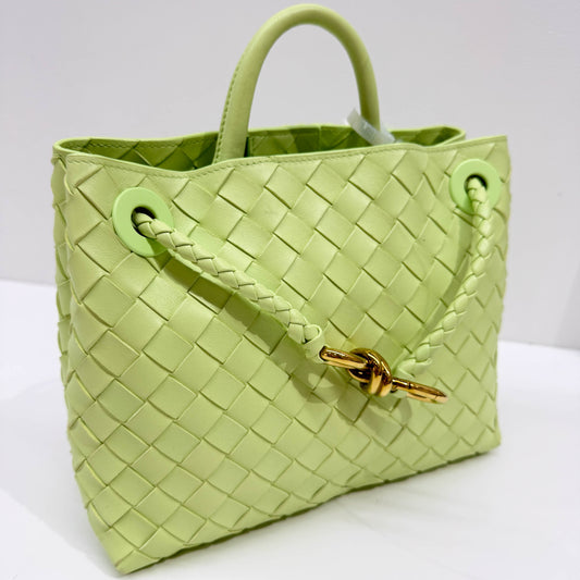 Andiamo Intrecciato Pastel Lime Green Leather Two Way Bag