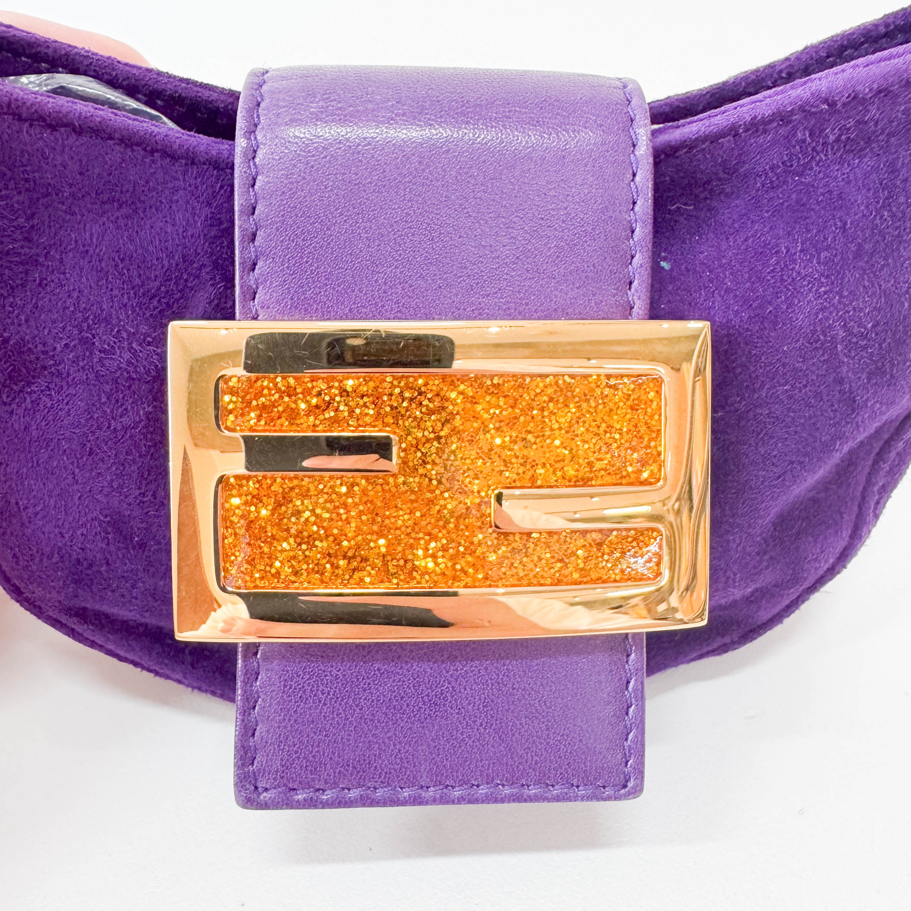 Vintage Croissant Purple Suede Shoulder Bag