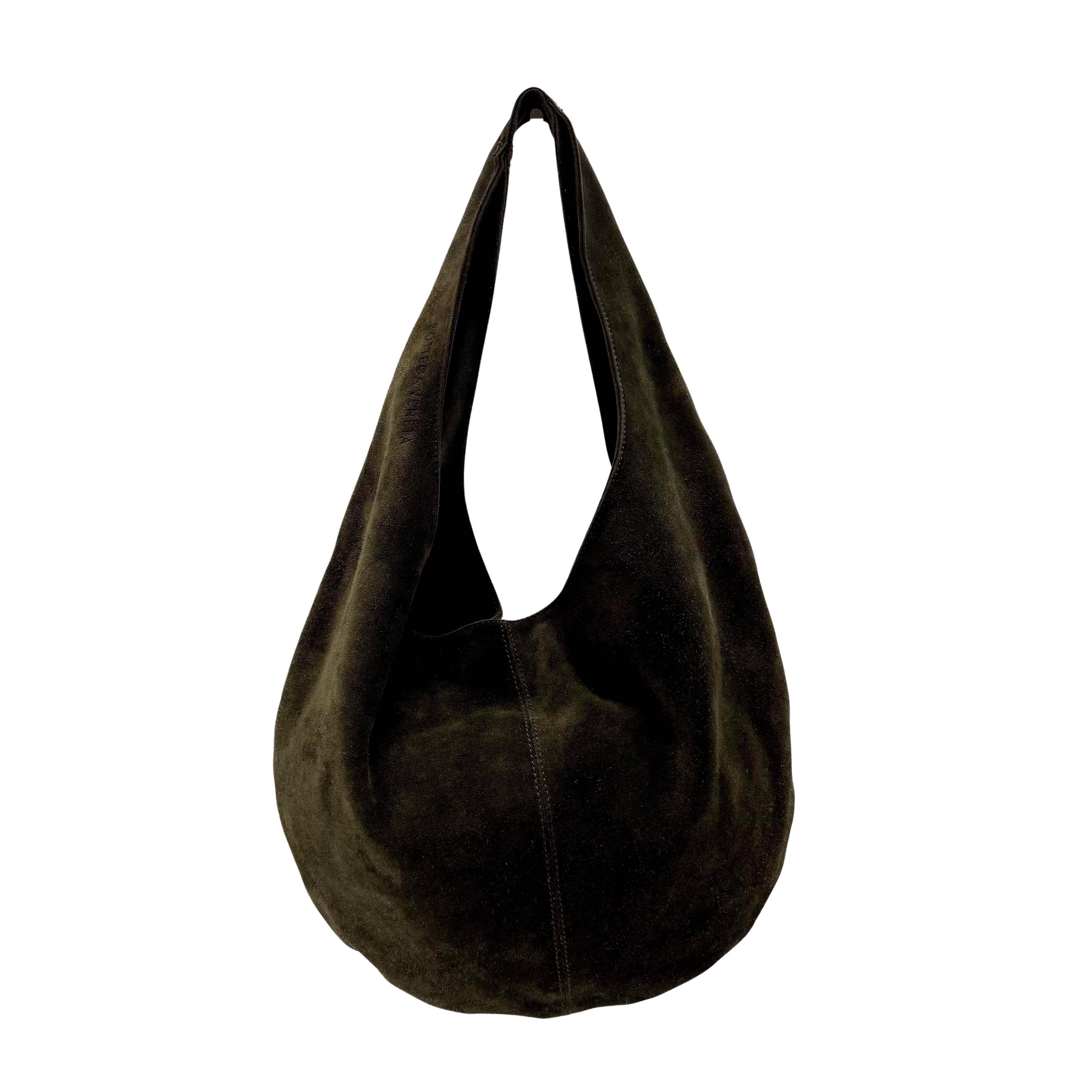 Hobo Suede Green Shoulder Bag