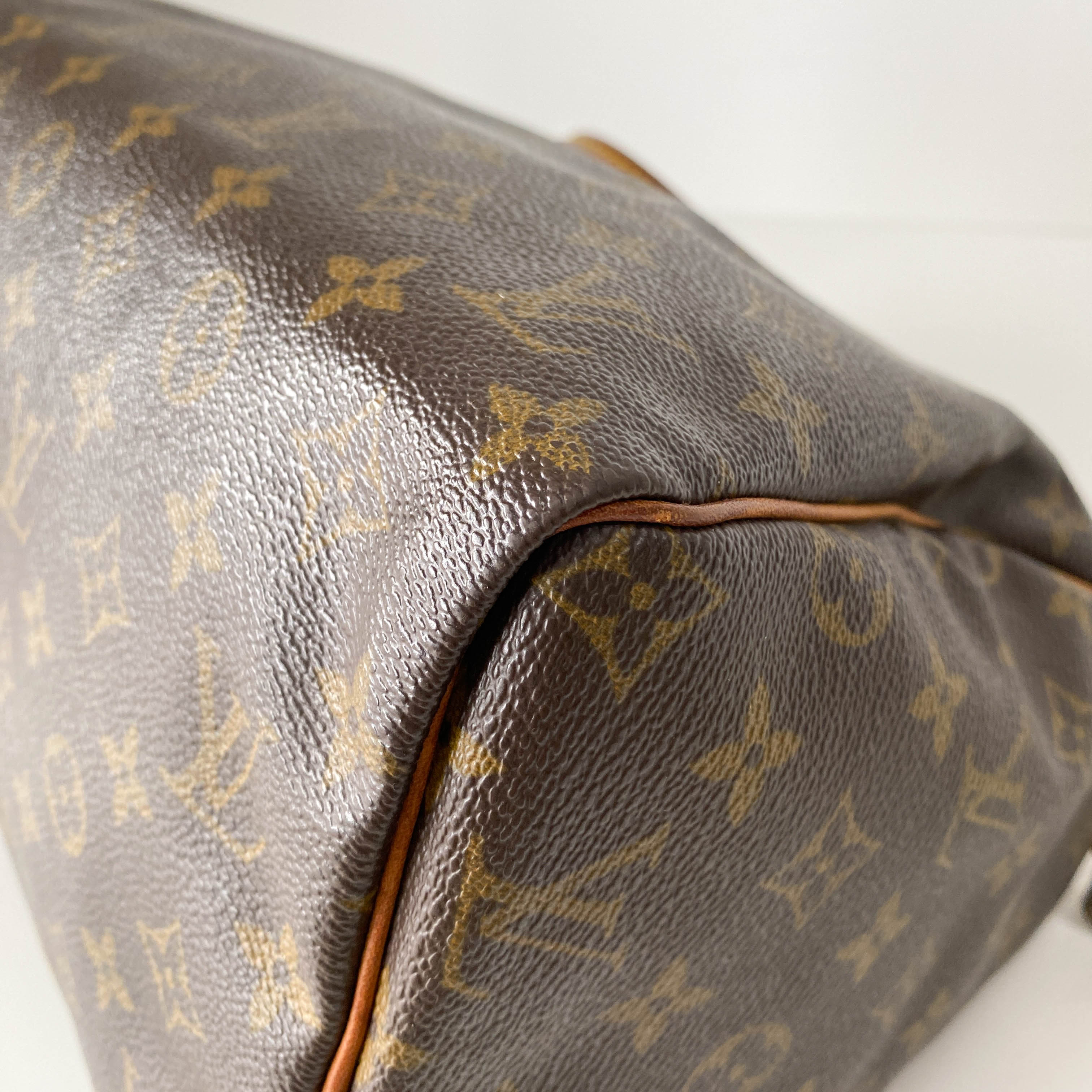 Speedy Monogram 30 Brown Coated Canvas Handbag