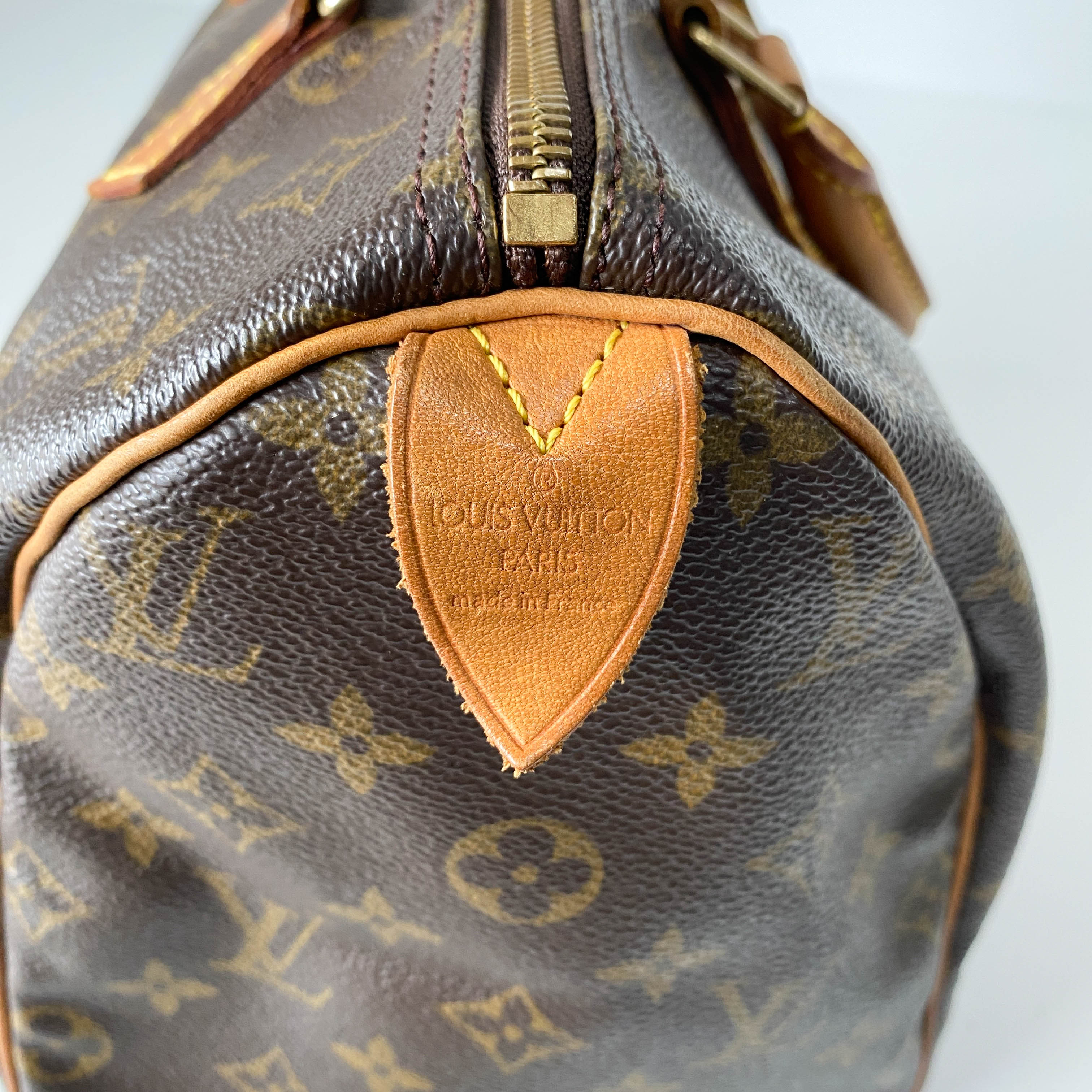 Speedy Monogram 30 Brown Coated Canvas Handbag