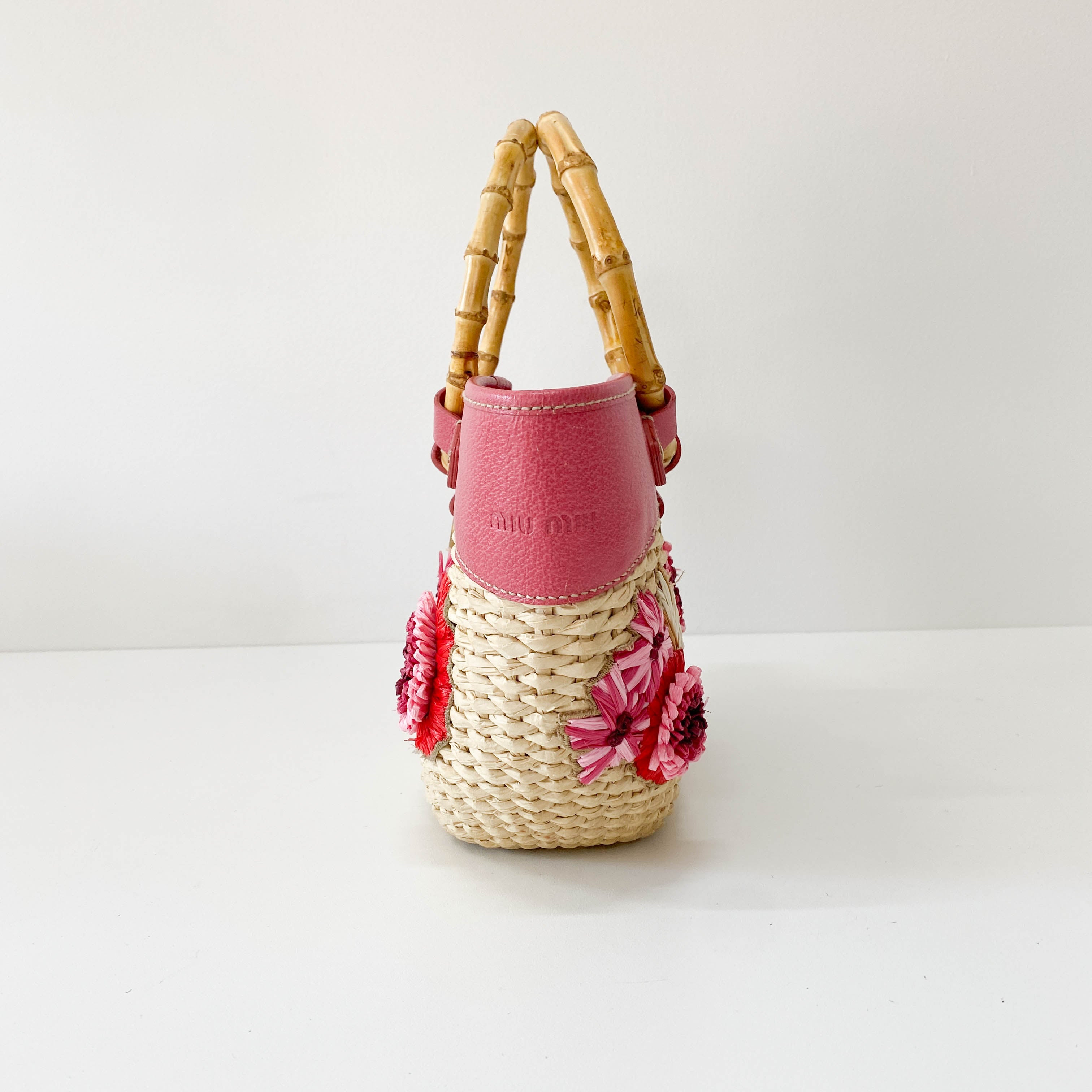 MIU MIU Pink Flowers Embroidery Basket Bag – HIVE PRELOVED
