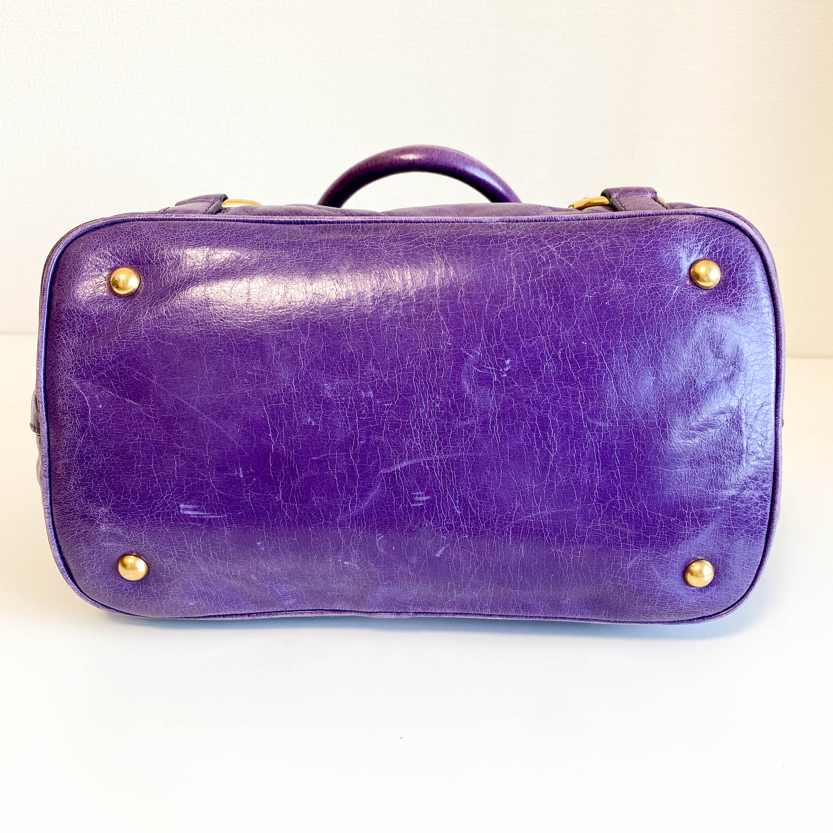 Vitello Purple Leather Handbag