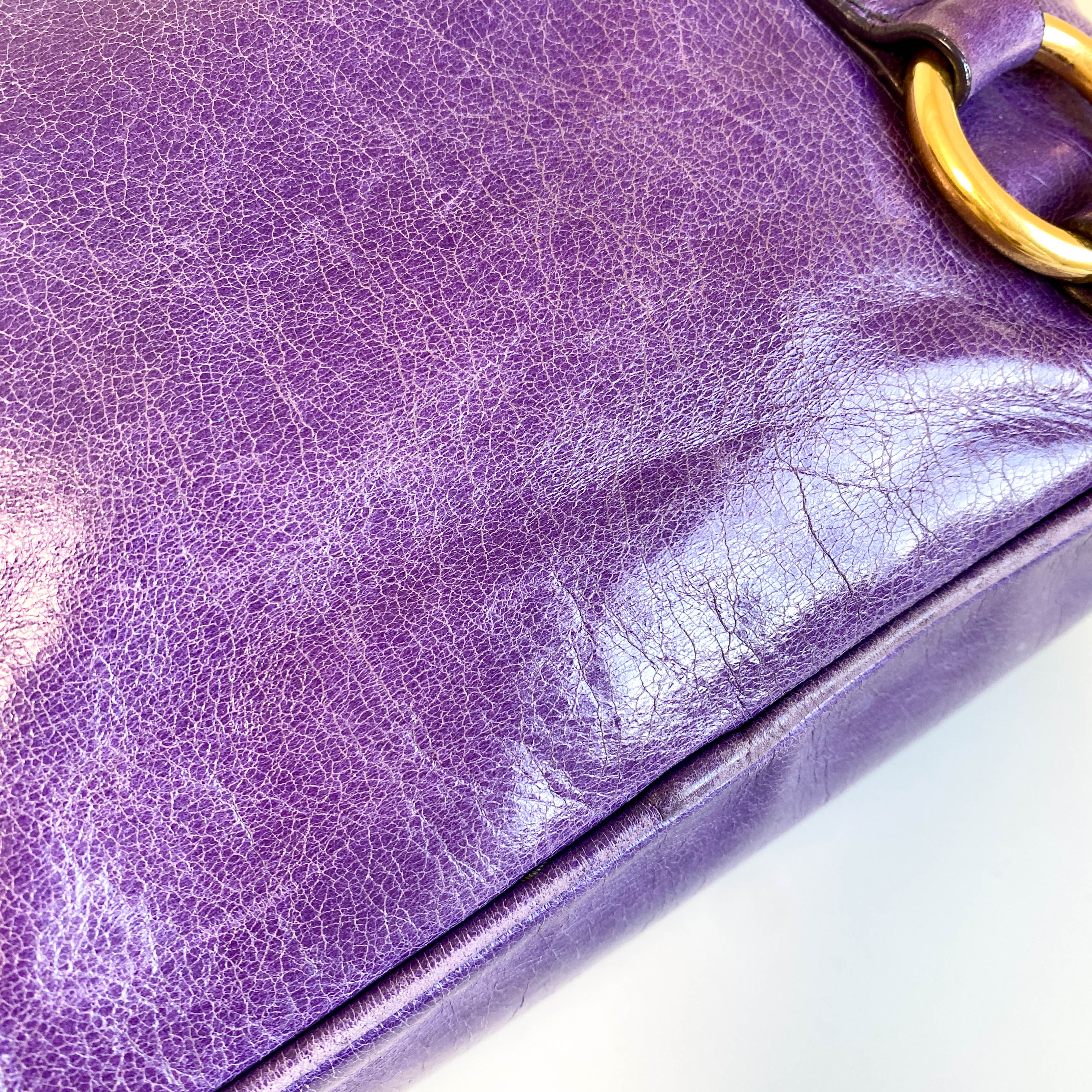 Vitello Purple Leather Handbag