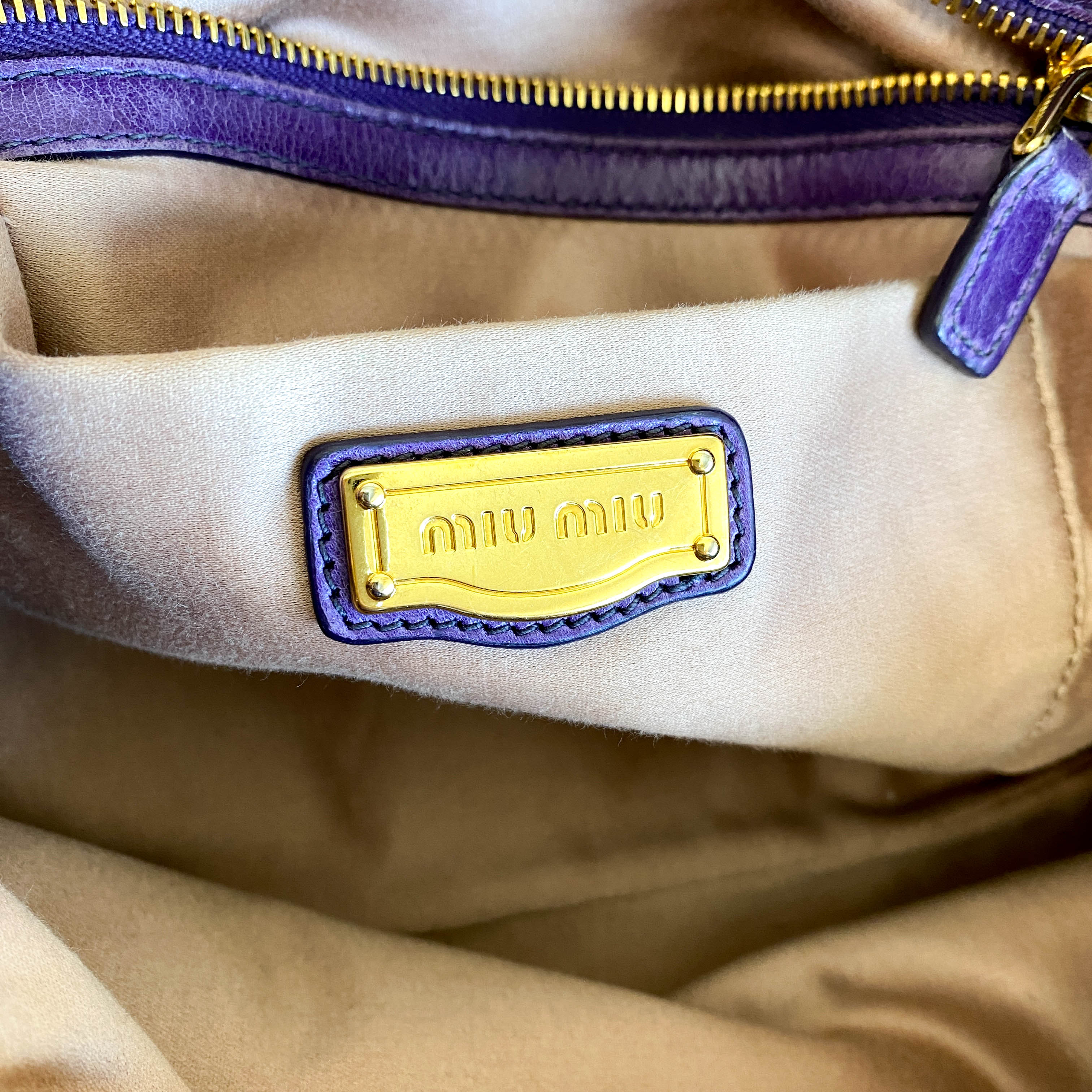 Vitello Purple Leather Handbag