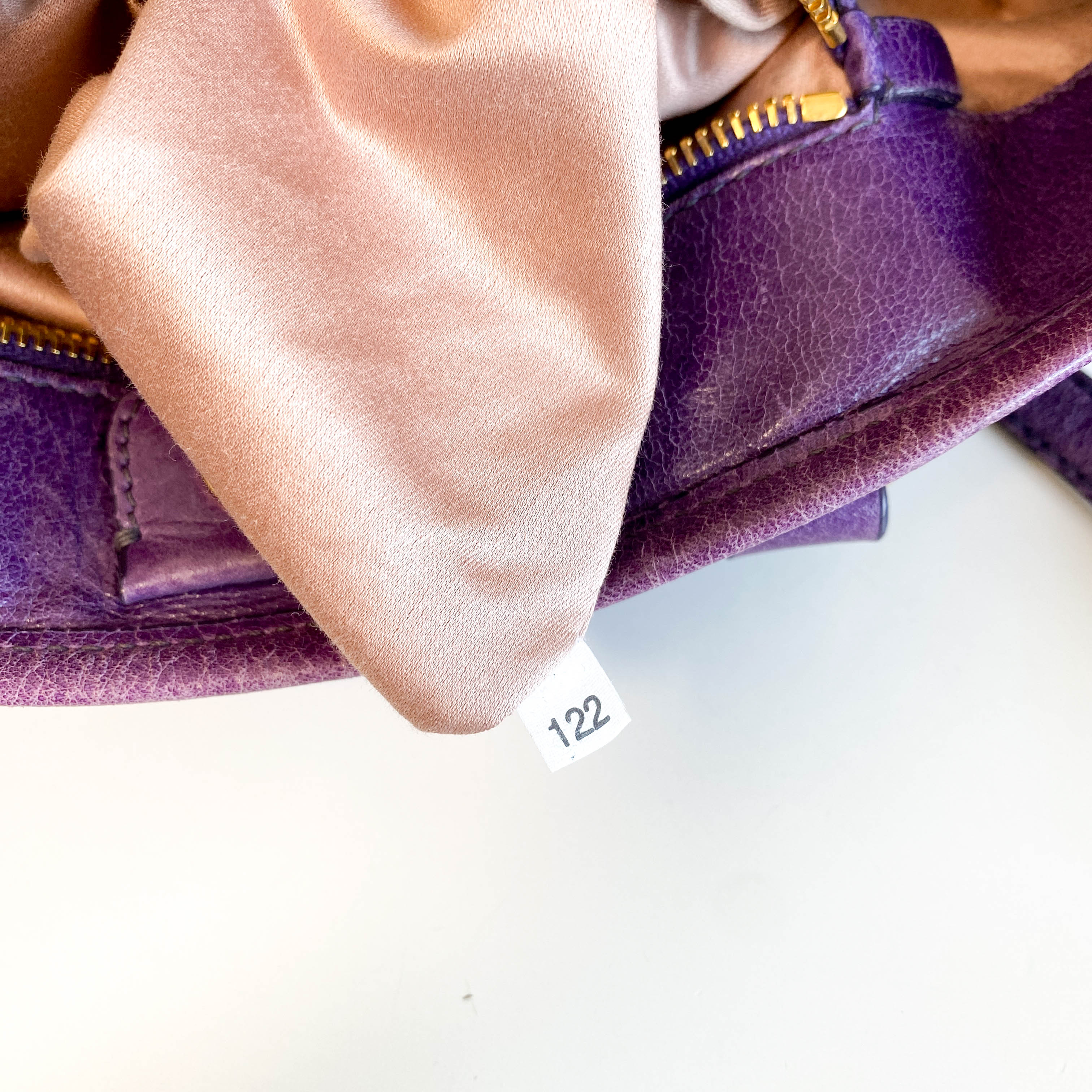 Vitello Purple Leather Handbag