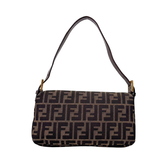 Zucca Baguette Brown Canvas Shoulder Bag