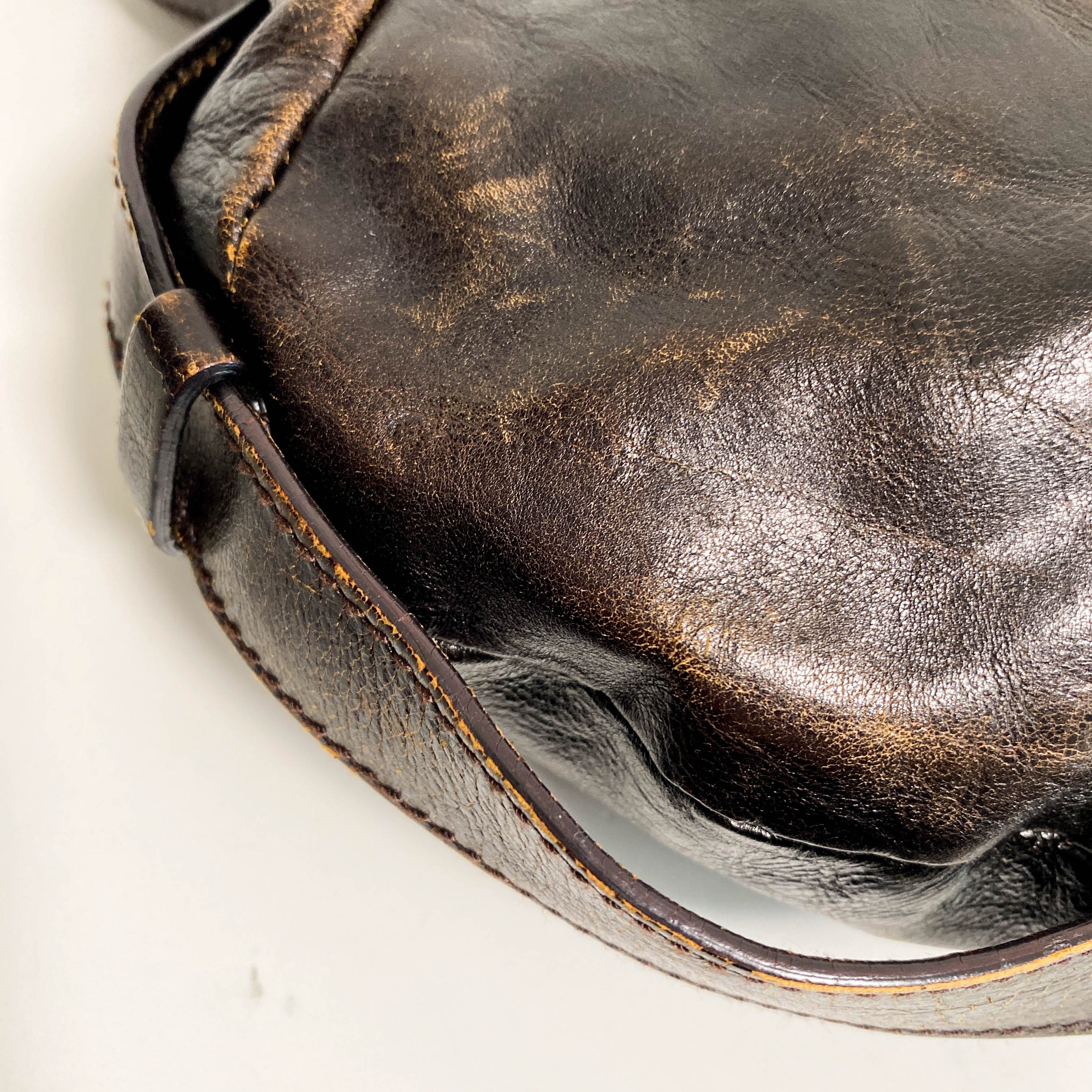 YSL Mombasa Brown Leather Shoulder Bag