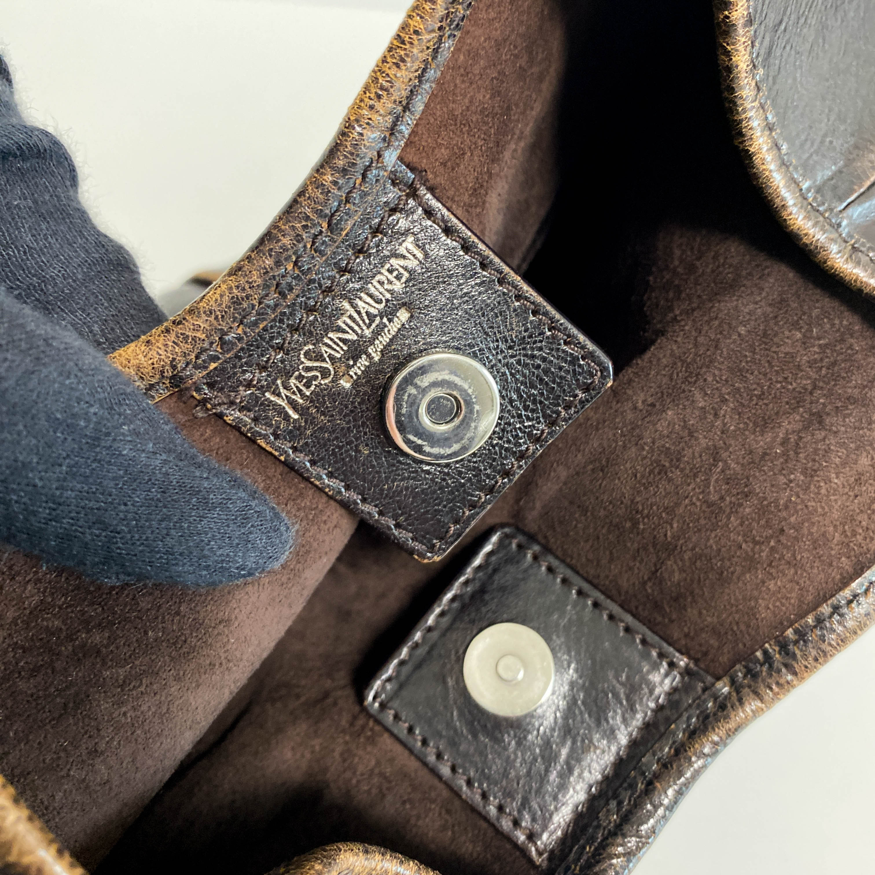 YSL Mombasa Brown Leather Shoulder Bag