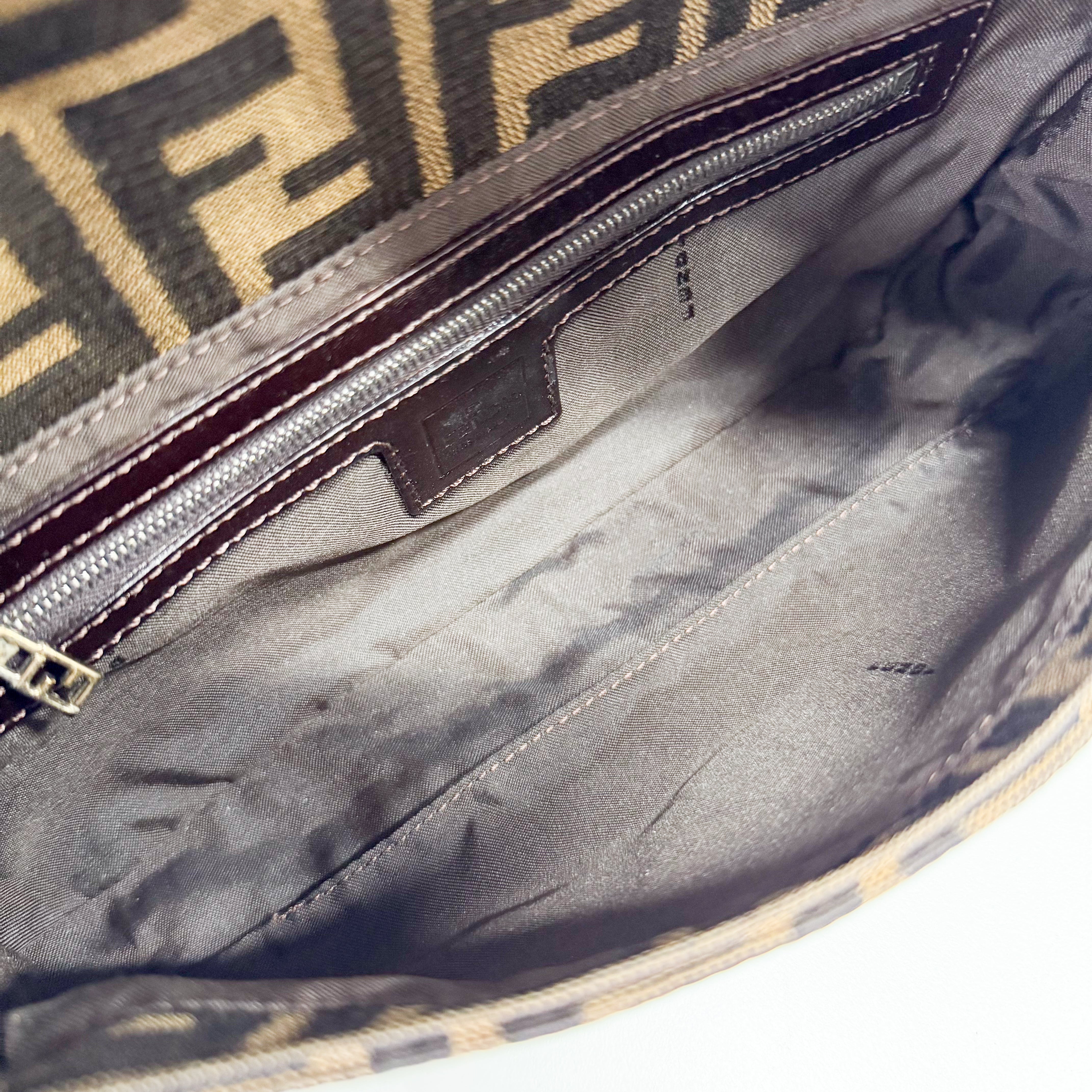 Zucca Baguette Brown Canvas Shoulder Bag