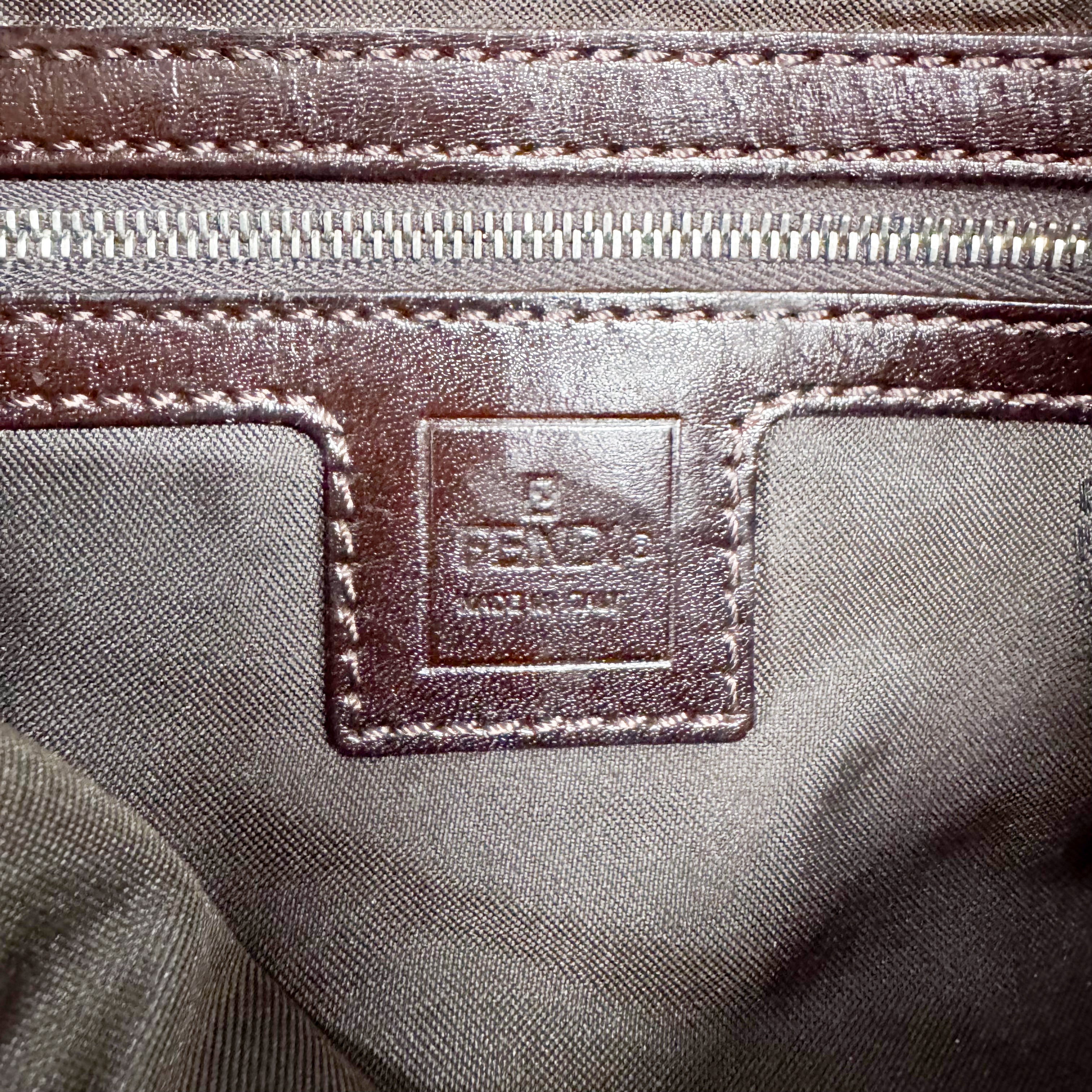 Zucca Baguette Brown Canvas Shoulder Bag