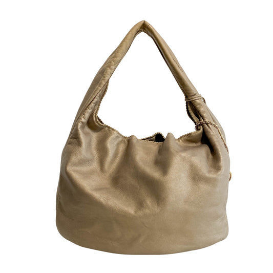 Gold Nappa Leather Hobo Shoulder Bag