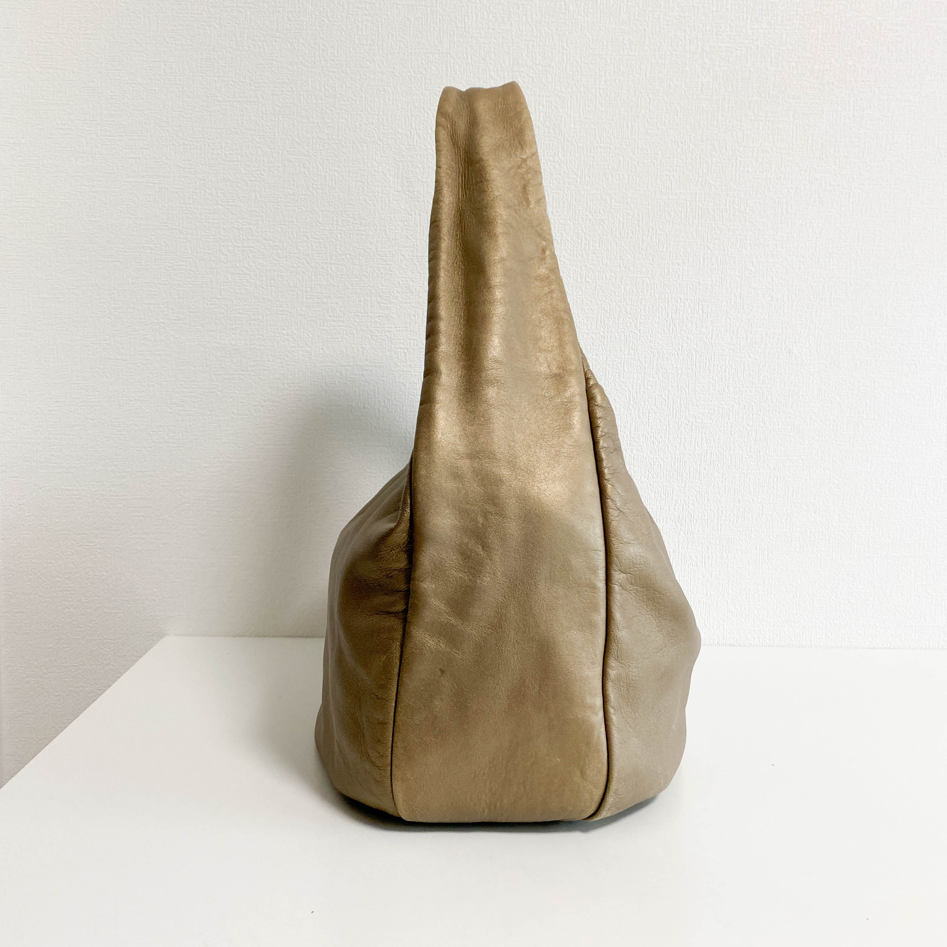 Gold Nappa Leather Hobo Shoulder Bag