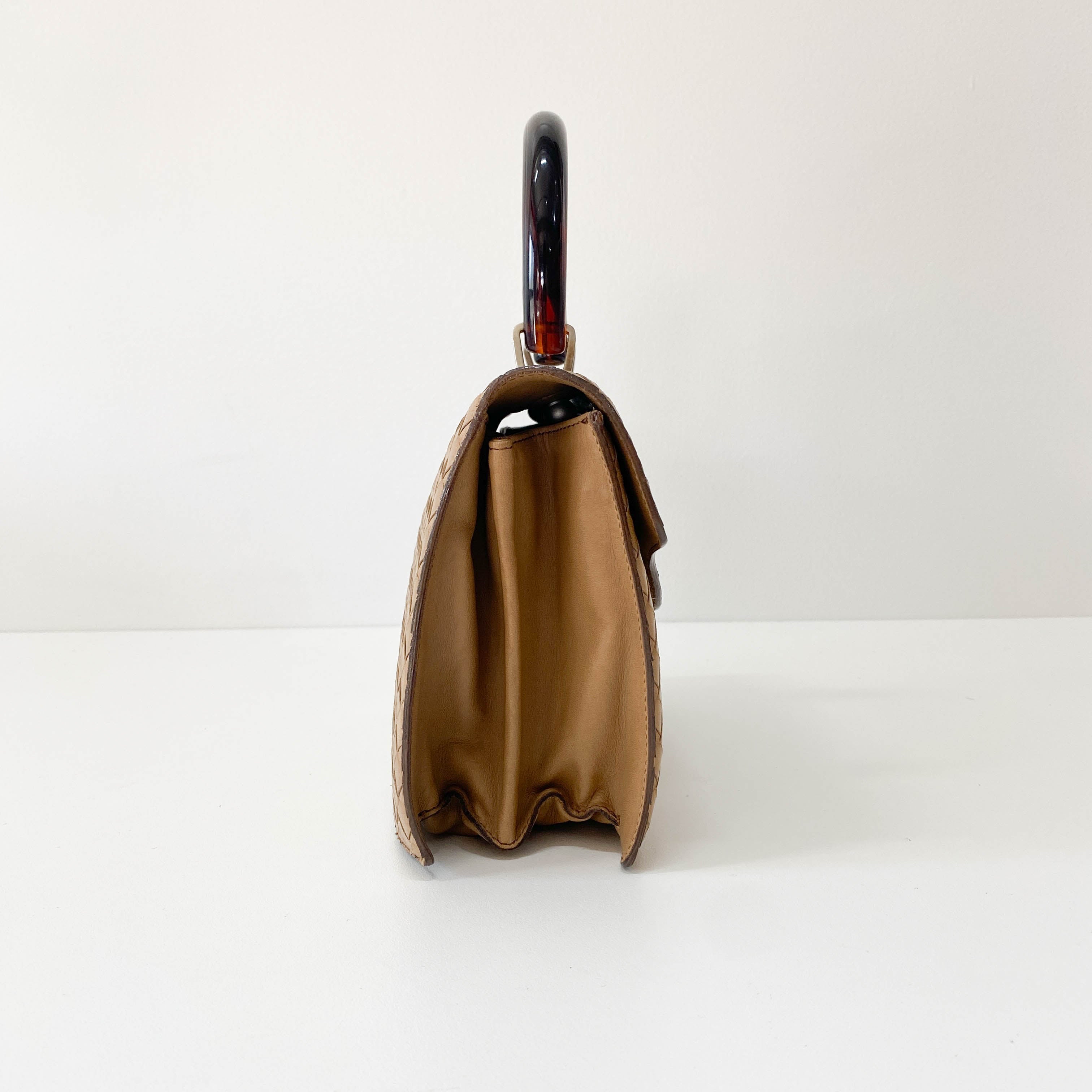 Intrecciato Mini Brown Leather Handbag