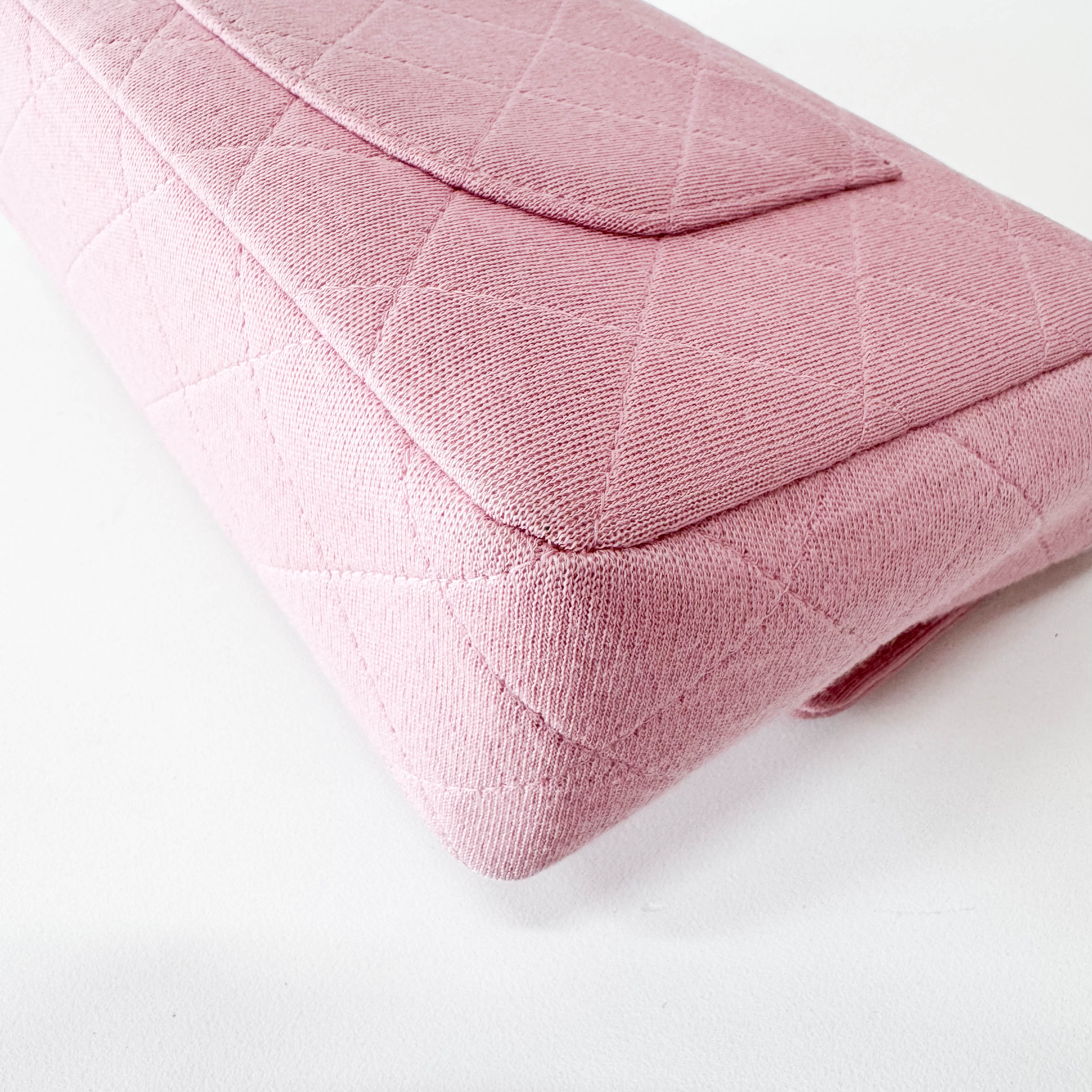 Timeless Classic Pink Cotton Single Flap Silver Chain Shoulder Bag