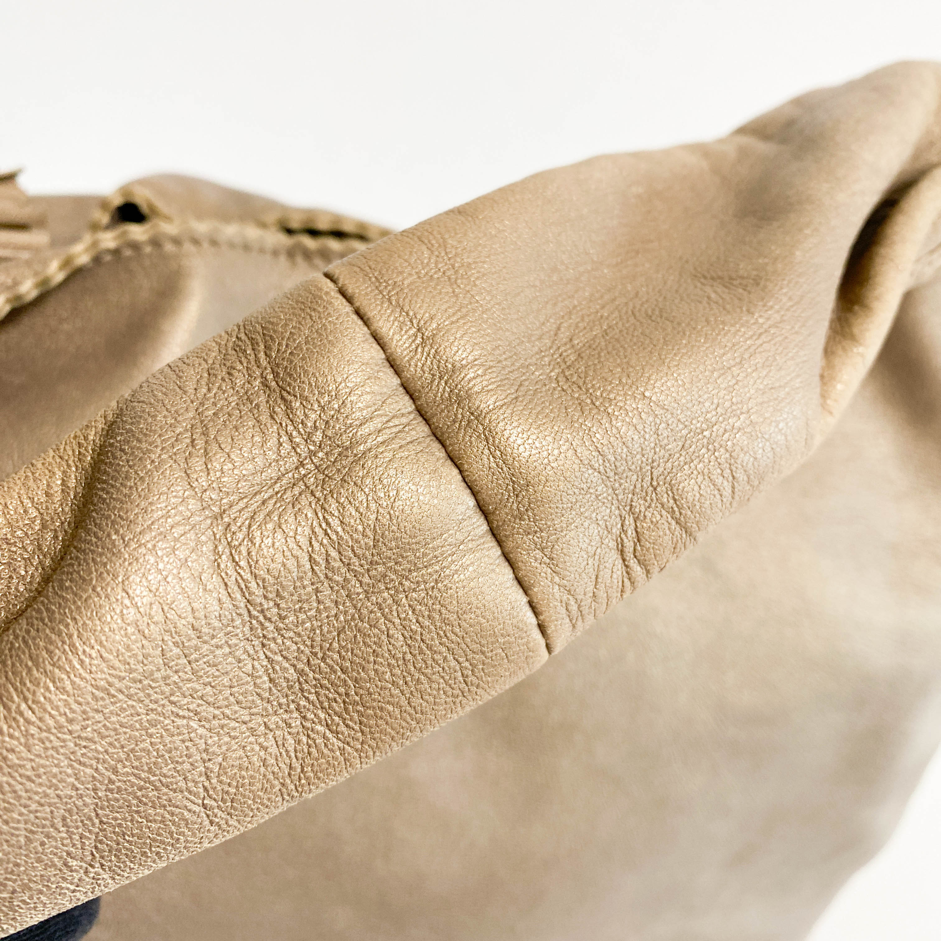 Gold Nappa Leather Hobo Shoulder Bag