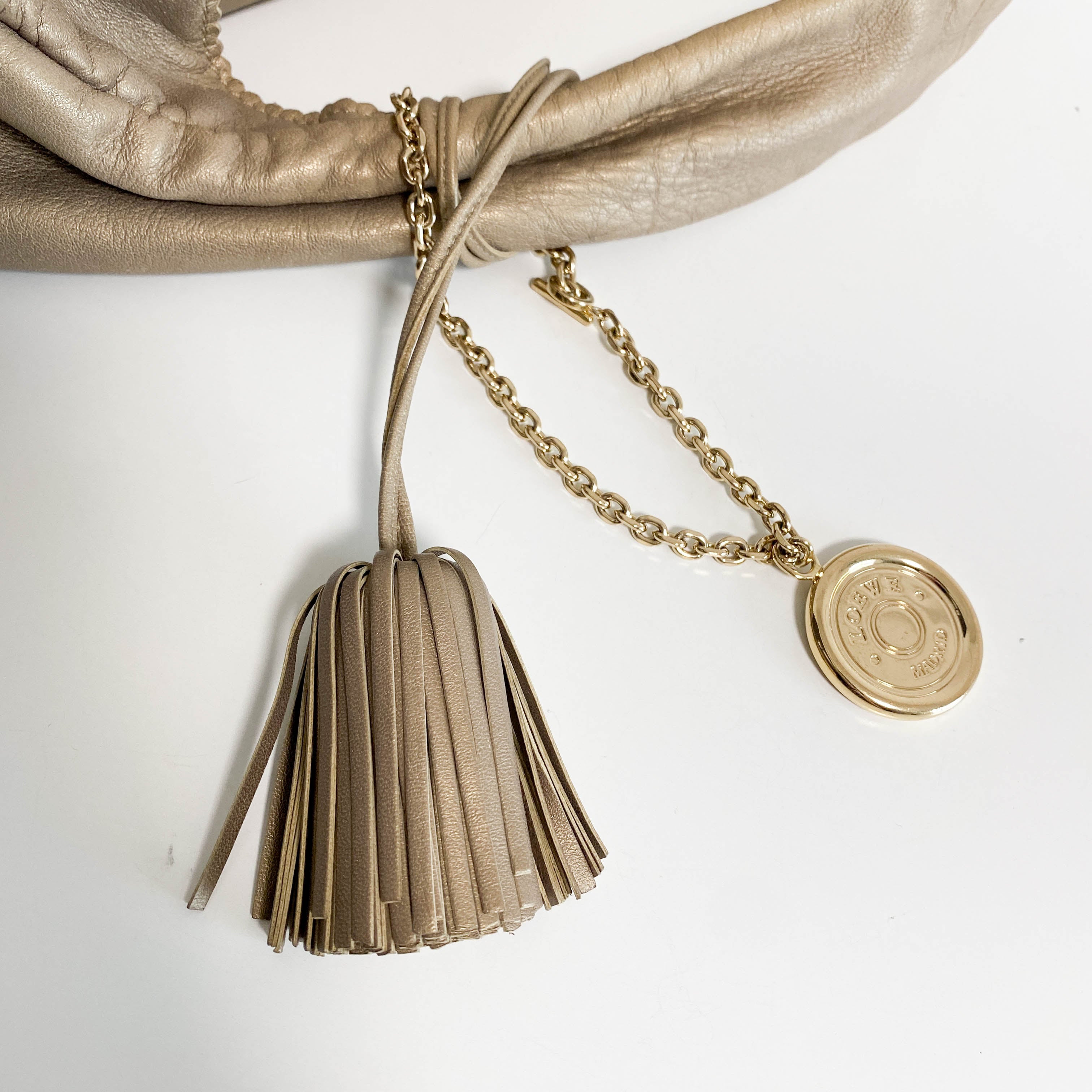 Gold Nappa Leather Hobo Shoulder Bag