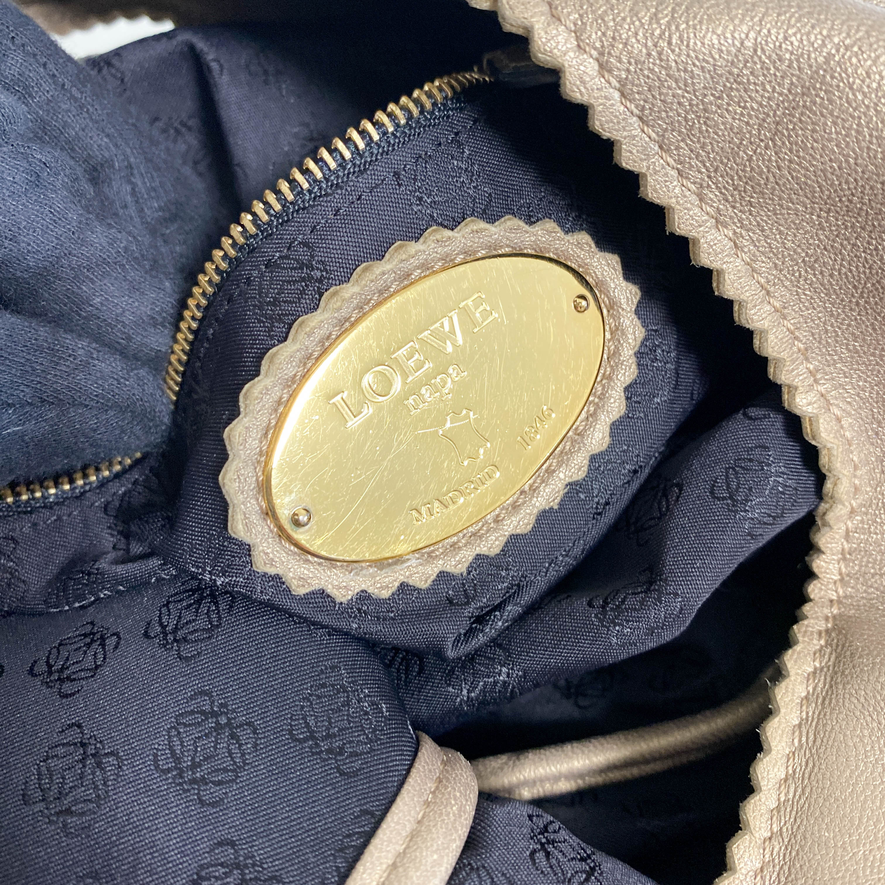 Gold Nappa Leather Hobo Shoulder Bag