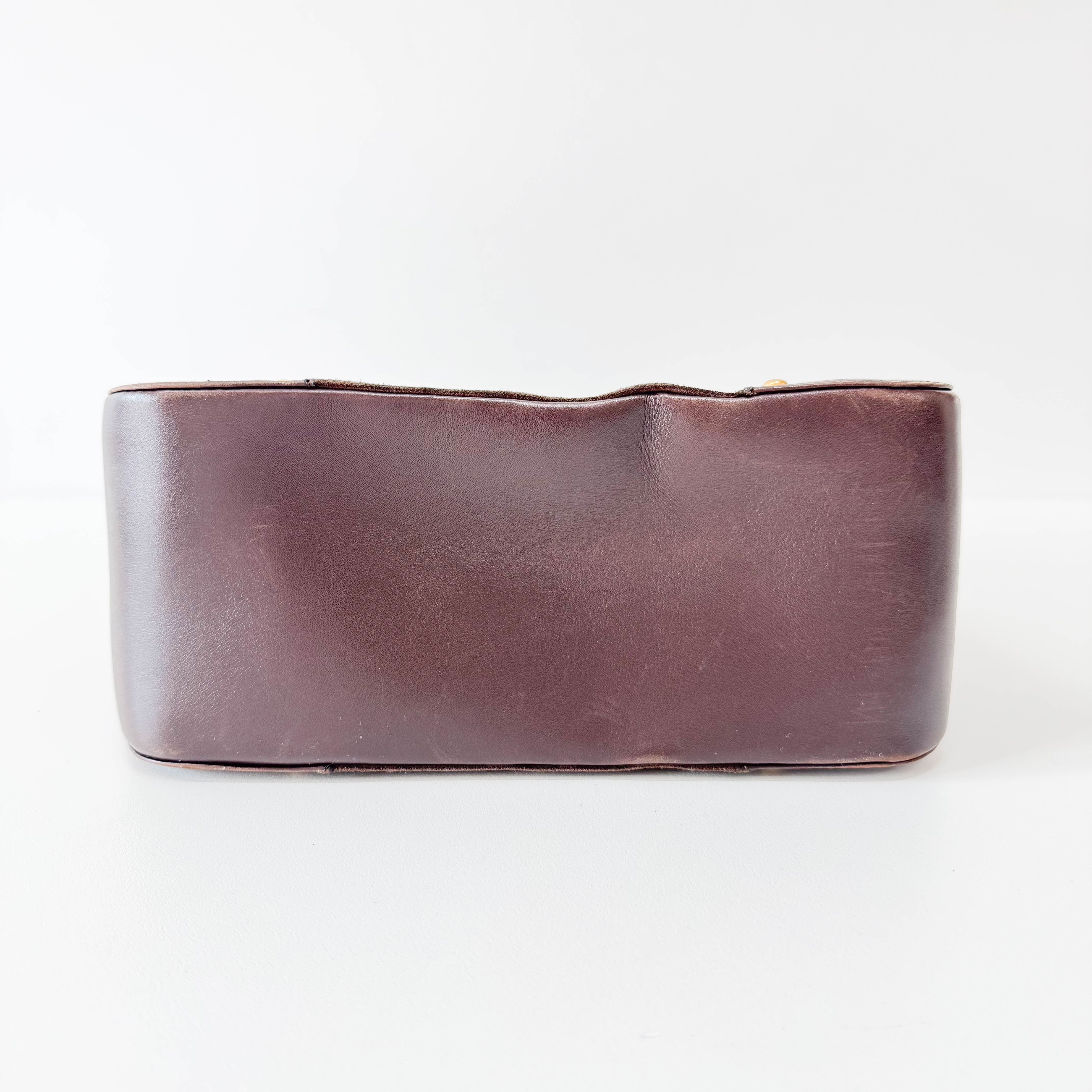 Brown Suede Top Handle Bag