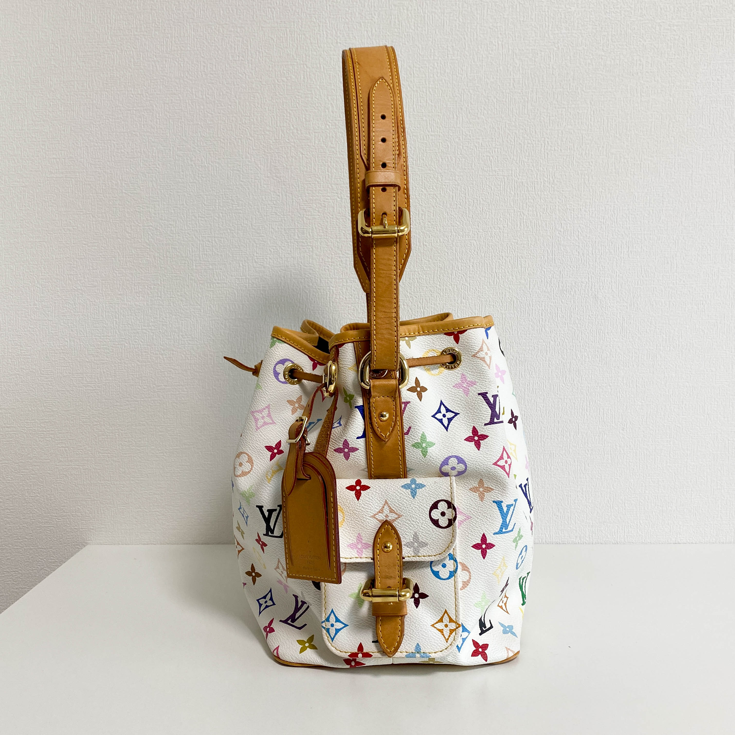 Takashi Murakami Multicolour Monogram Petit Noe White Shoulder Bag