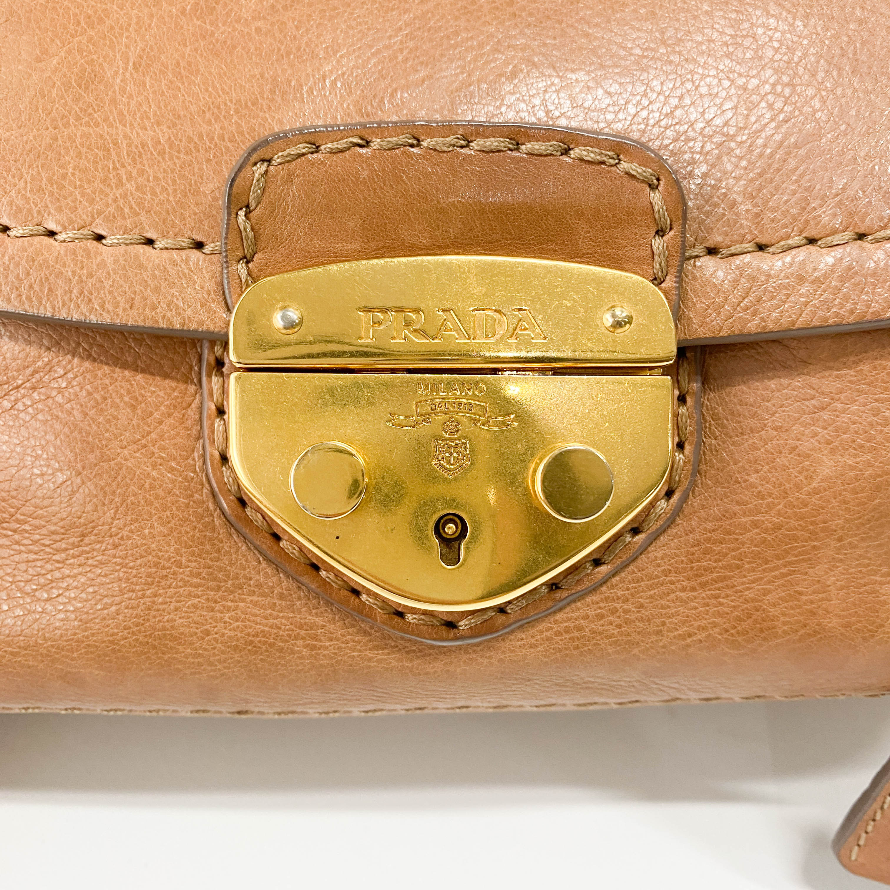 Brown Leather Gold Chain Shoulder Bag