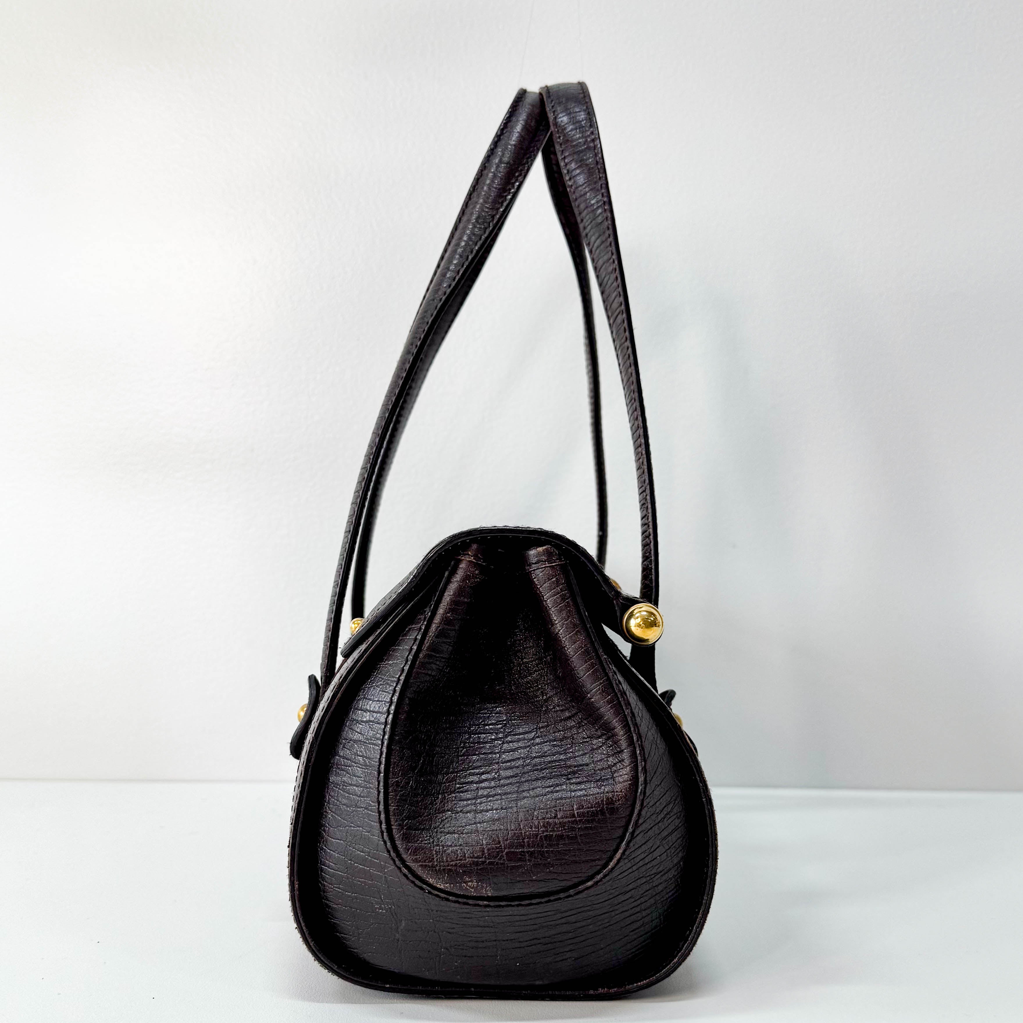 Bamboo Bullet Dark Brown Pony Hair Bag