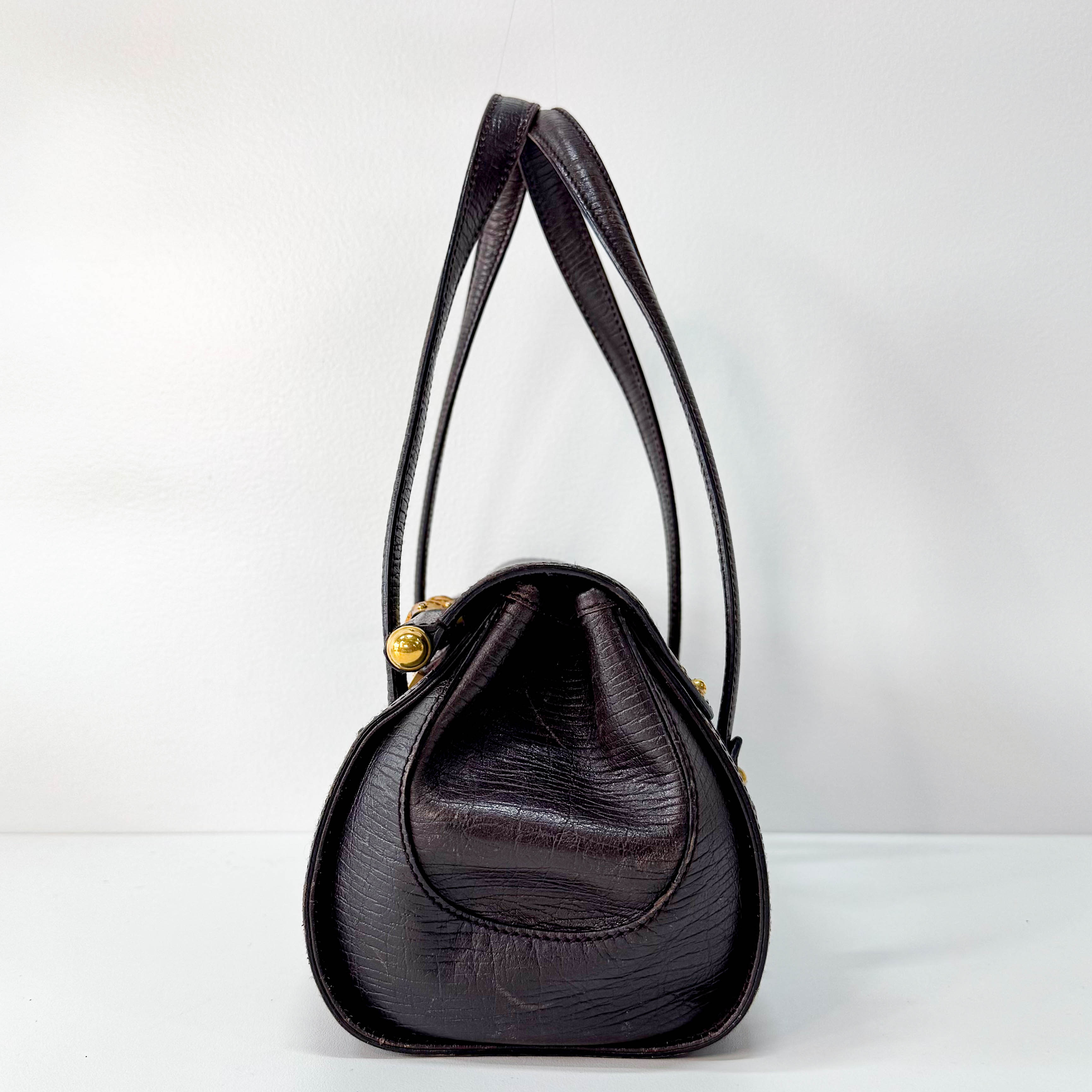 Bamboo Bullet Dark Brown Pony Hair Bag